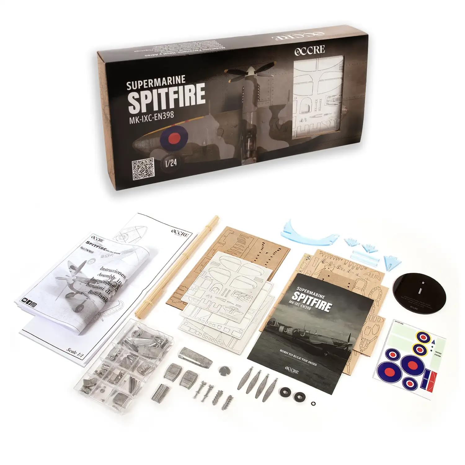 Occre Supermarine Spitfire Mk IXc EN398 – Zweiter Weltkrieg – Maßstab 1/24 – Bausatz aus Holz und Metall