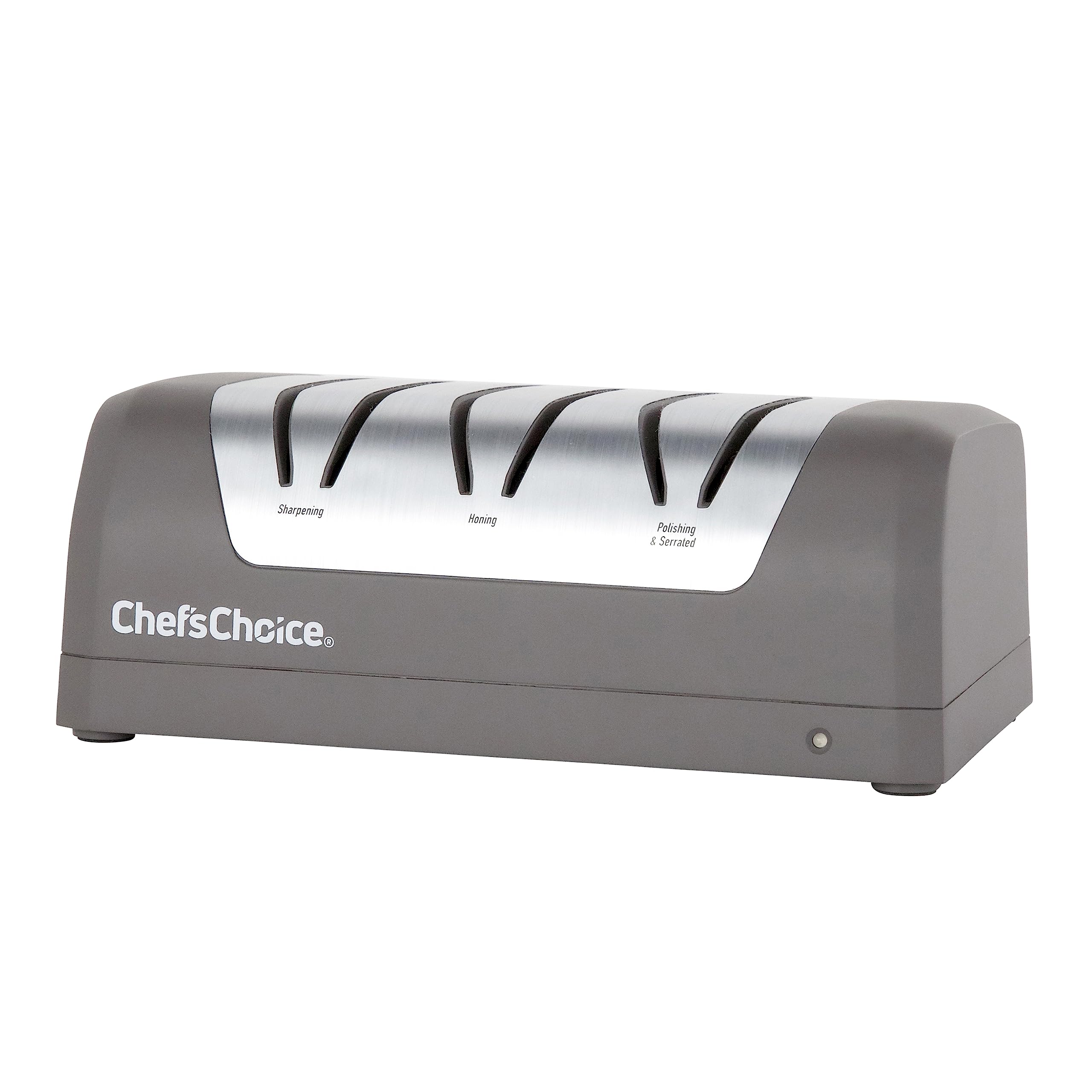 Chef'sChoice SHC32 - Affilacoltelli elettrici con batteria ricaricabile per lame dritte e dentate a 20 gradi utilizzando abrasivi 100% diamante, 3 fasi, grigio