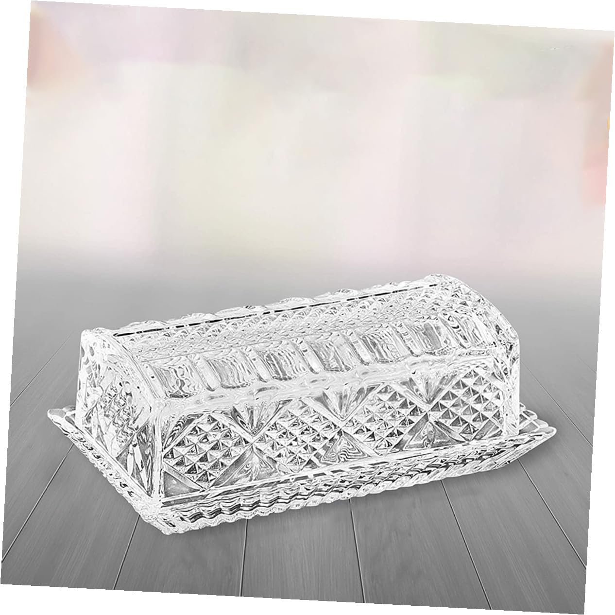 Beurrier en Verre Rectangulaire avec Couvercle, Boîte à Beurre 1 Pièce