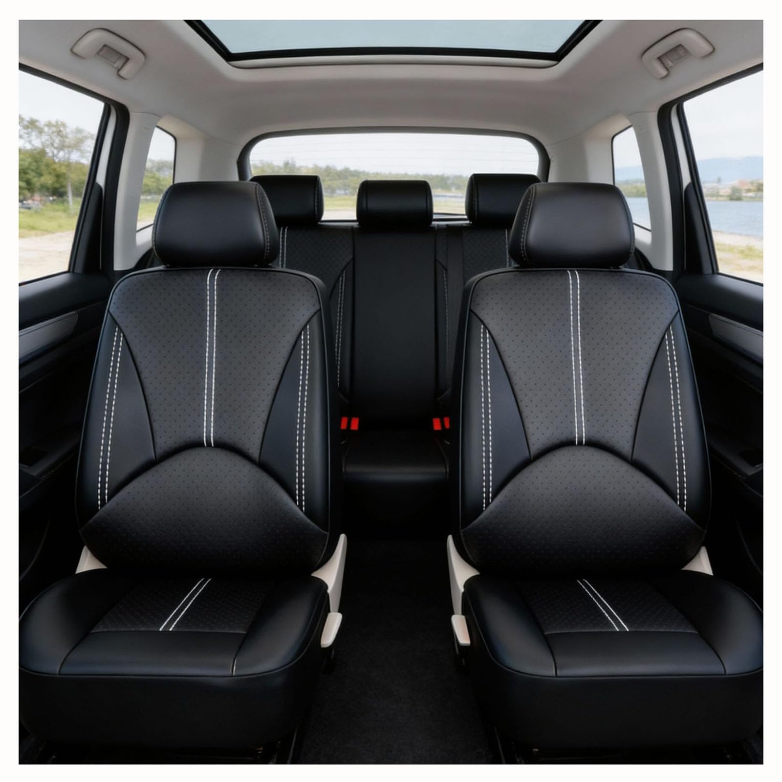YQVDQRTXS Car Seat Cover for Ford Fiesta/Fiesta Zetec S/Fiesta Mountune/Fiesta St 2000-2026 Soft Breathable Durable Waterproof Car Seat Protector Covers Easy Wipe Clean Anti-Slip Design,Black Grey