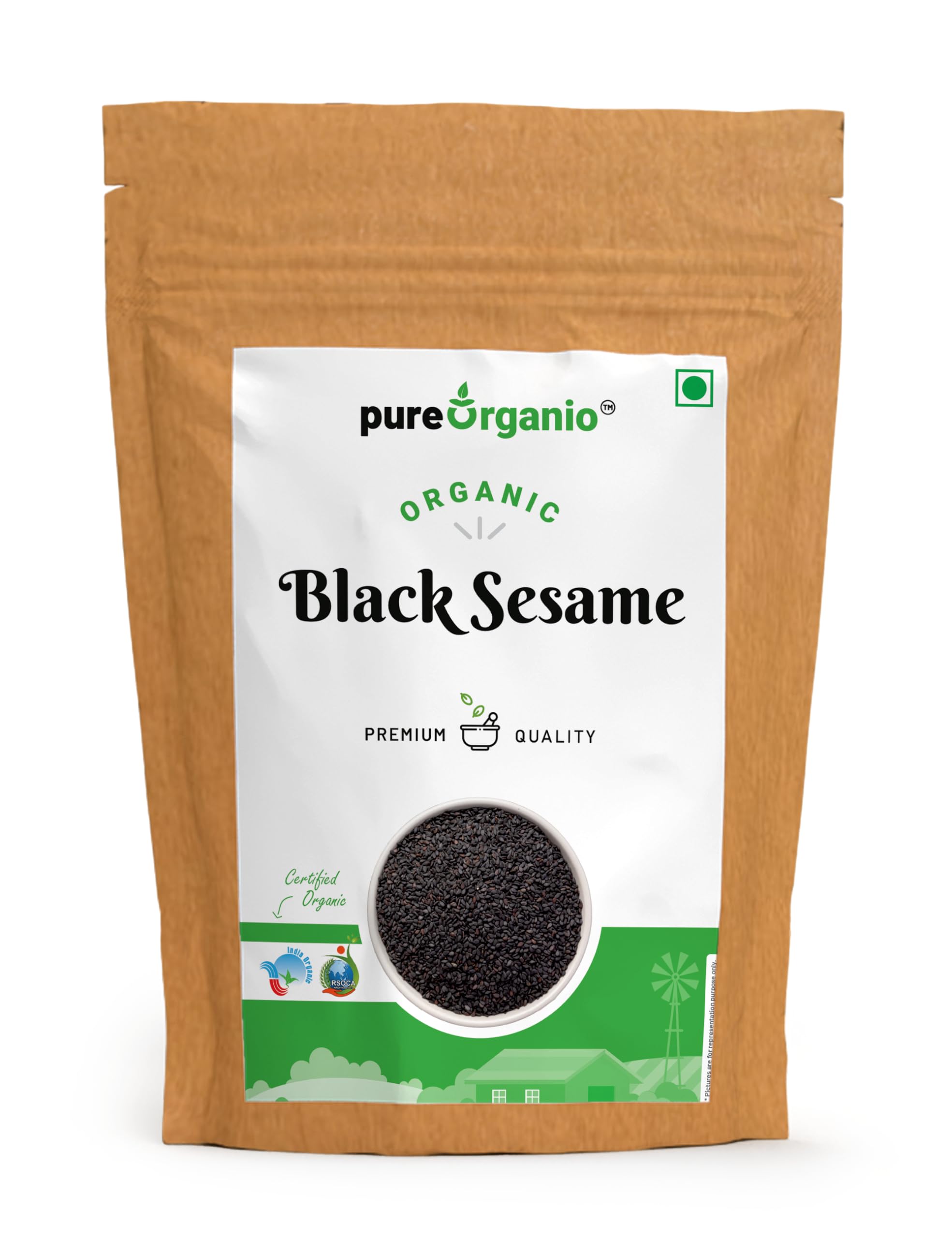 Pure Organio Organic Black Sesame Seeds - NPOP Indian Organic Certified Till Seeds for Culinary Use - 100% Natural and Pure Sesame Seeds for Cooking, Baking, and Garnishing - Nutritious and Flavorful (1 KG) (B0CQYR4GM4) Amazon Price History, Amazon Price Tracker