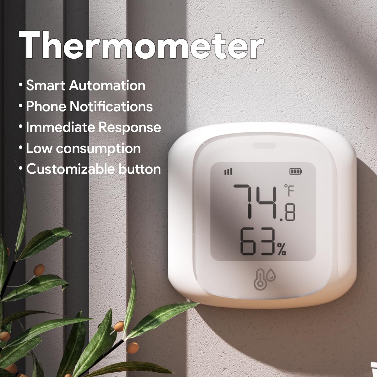 Haozee Wifi Temperatur- und Feuchtigkeitssensor,Indoor Hygrometer Thermometer mit LCD-Display,Unterstützung APP Remote Monitor,Flexible Installation