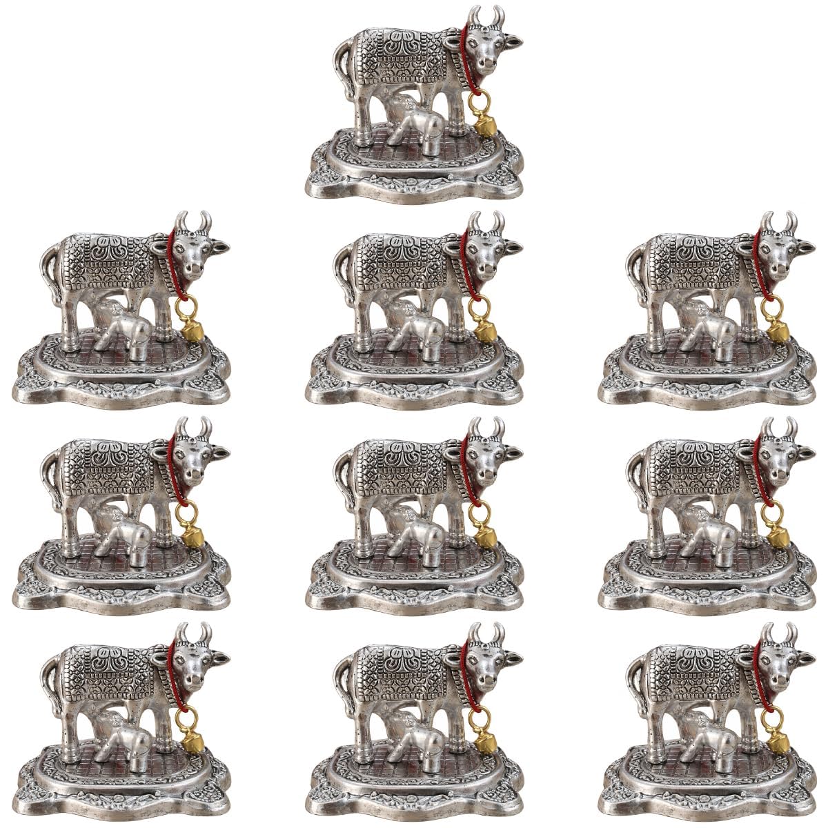 Saugat Traders Bulk Return Gifts for Pooja Kamdhenu Cow and Calf Statue for Puja Function, Housewarming Ceremony, Baby Shower, Wedding Guests Favors Good Luck Idol Showpiece Pack of 10-image-6