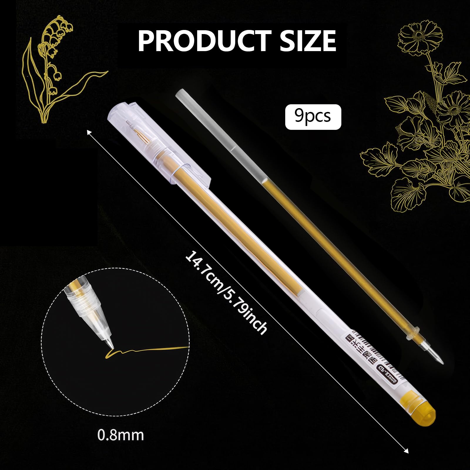 ertlutw 18 Pcs Coloured GelPens Kids,0.5mm GlitterPens,GlitterGel Pen,GlitterMarkers For Adult Colouring Books GelPens For Colouring Christmas Cards Writing Journal Crafting,School,Metallic Pen - Image 3