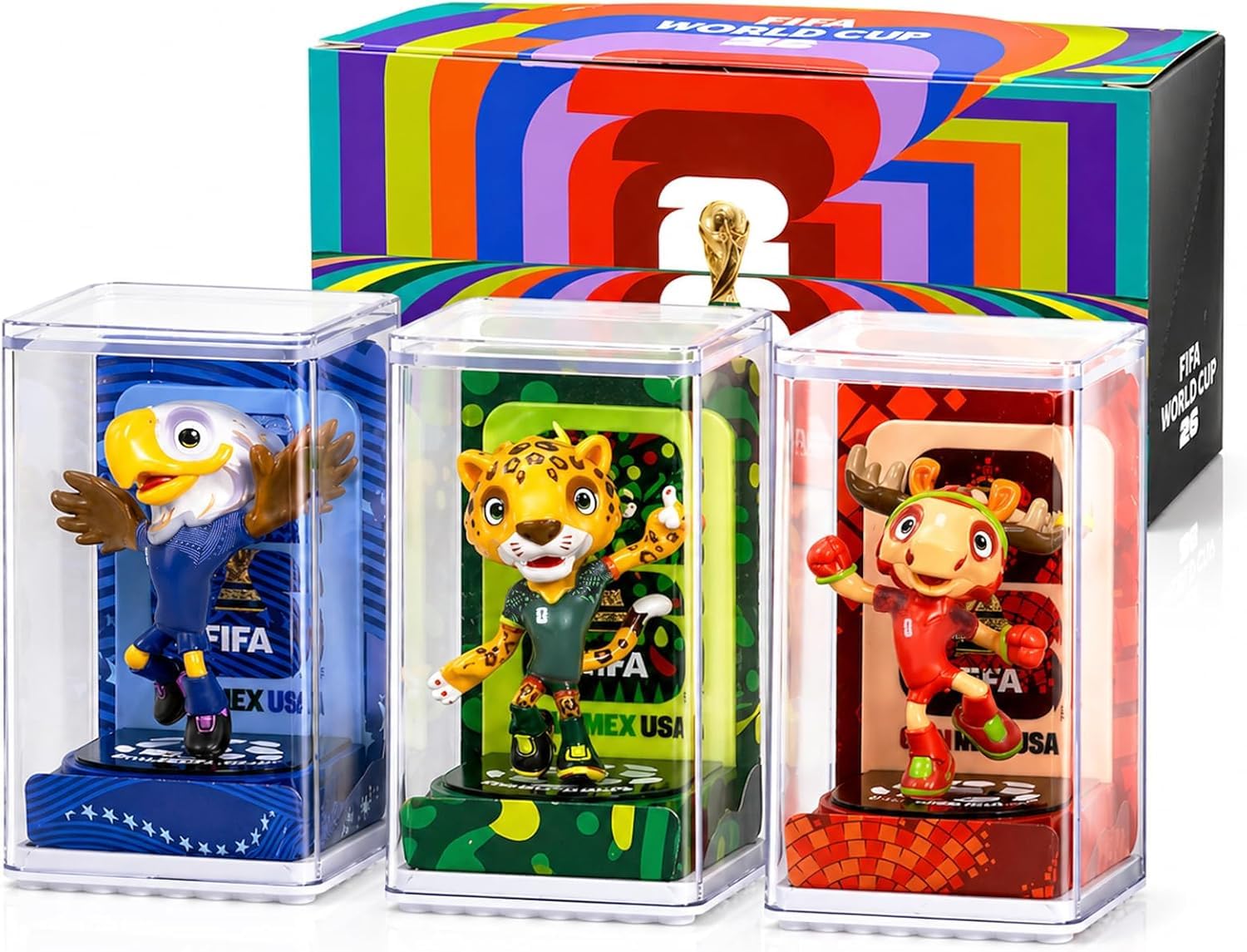 3 Packs Set FIFA World Cup 2026 Official Licensed Mascot Merchandise (Maple, Zayu, Clutch), Premium 4-inch World Cup Collectible Football Figures, Gift for Fans, Collectors, and Sports Enthusiasts 4inch setA(clutch,maple,zayu)