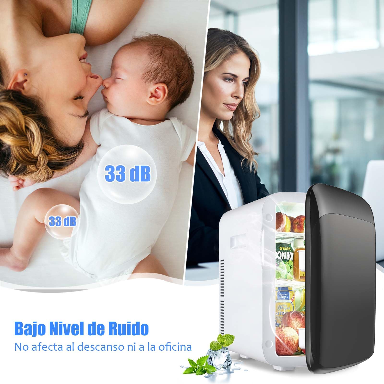 RELAX4LIFE Mini Nevera 15L Portátil -3 ℃ ~ 50 ℃ para Uso Doméstico Automóvil, Mini Nevera Nevera 1 Puerta con Enfriamiento Calefacción para Todas las Estaciones (Black)