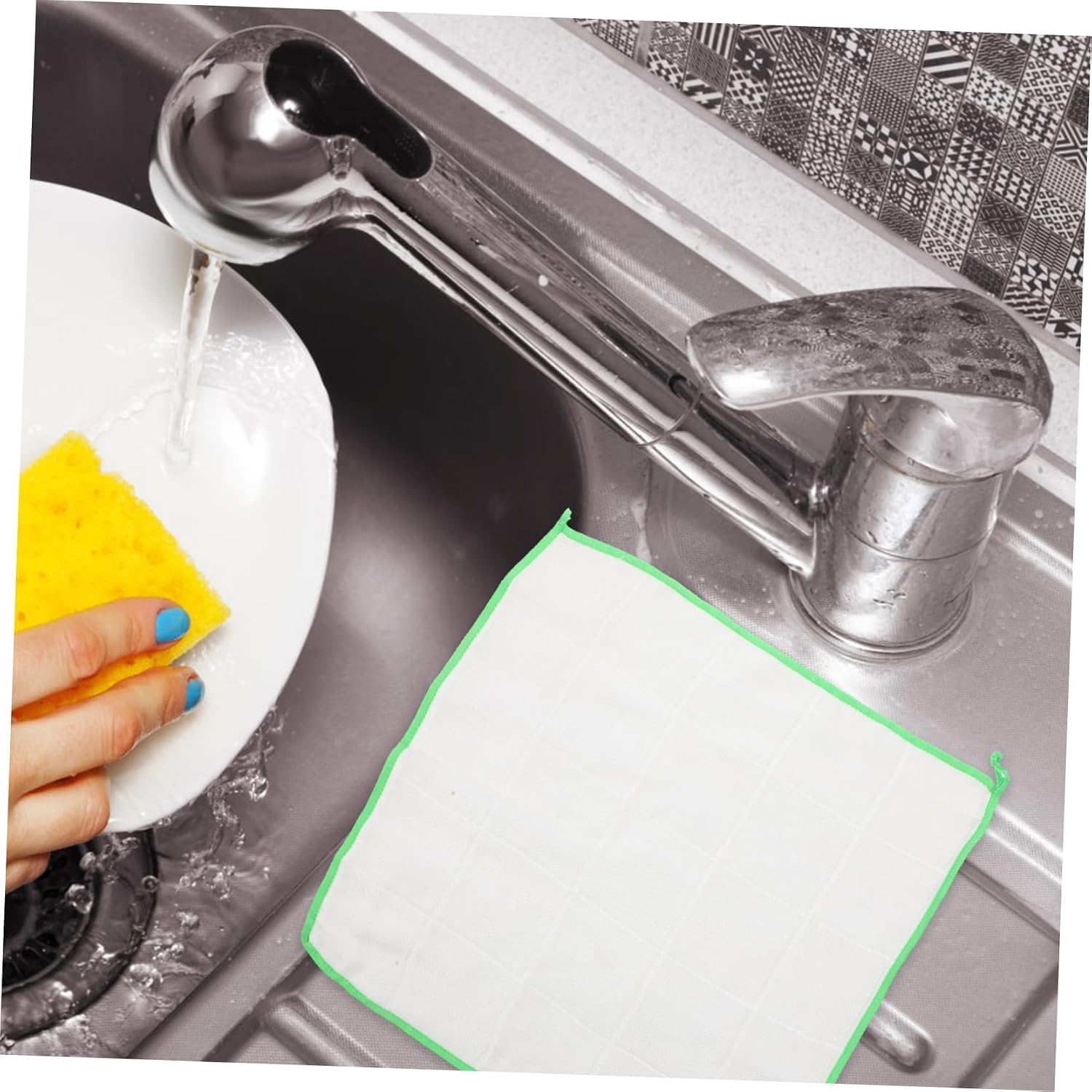 Outanaya Thickened Dish Towel Set 10pcs Cotton Kitchen Towels Absorbent Dishcloths Wood Fiber Dishcloths for Cleaning Random Color
