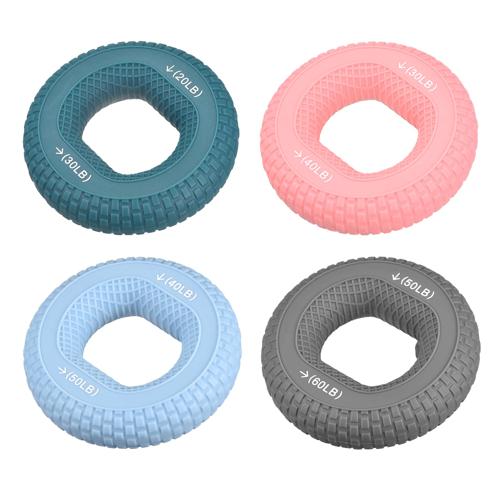 uxcell Hand Grip Strengtheners, 20-30/30-40/40-50/50-60Lb Silicone Grip Strength Training for Rock Climbing, 1Set