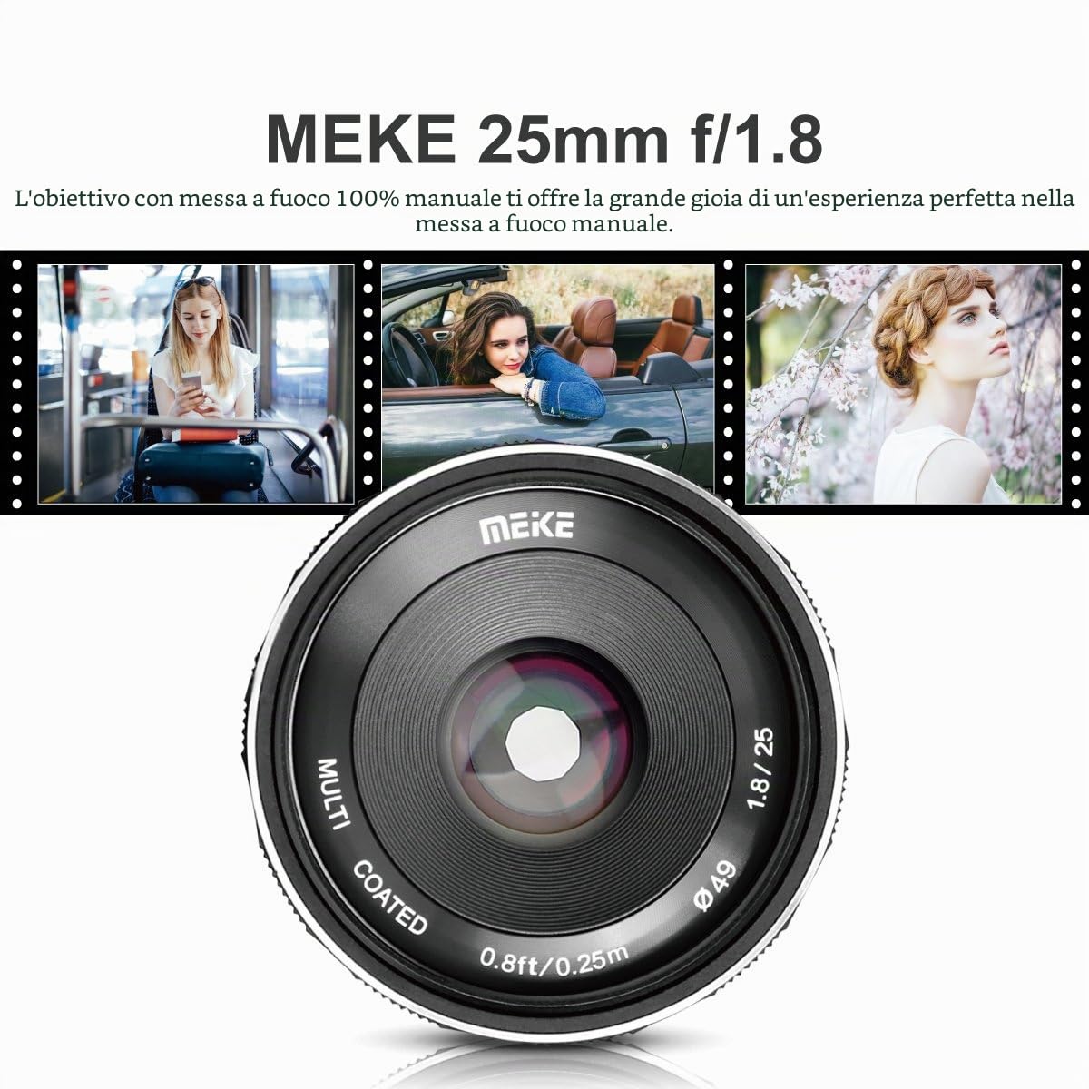 Meike 25mm F1.8 obiettivo grandangolare a grande apertura con messa a fuoco manuale Compatibile con le fotocamere mirrorless Panasonic Lumix Olypums M43 GH3 GH4 GH5 GH6