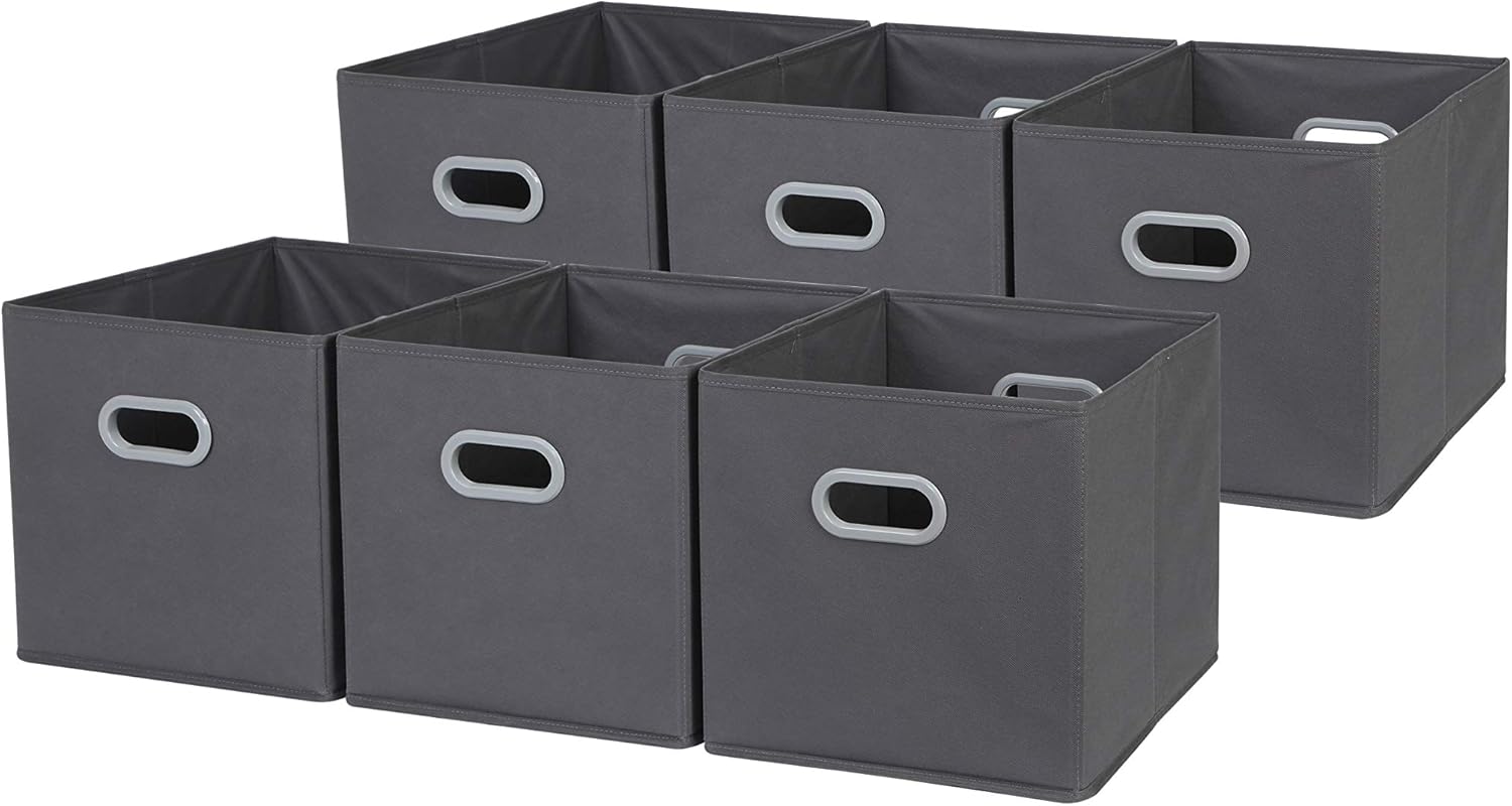 Foldable Cloth Storage Cube Basket Bins Organizer Containers Drawers, 6 Pack, Grey