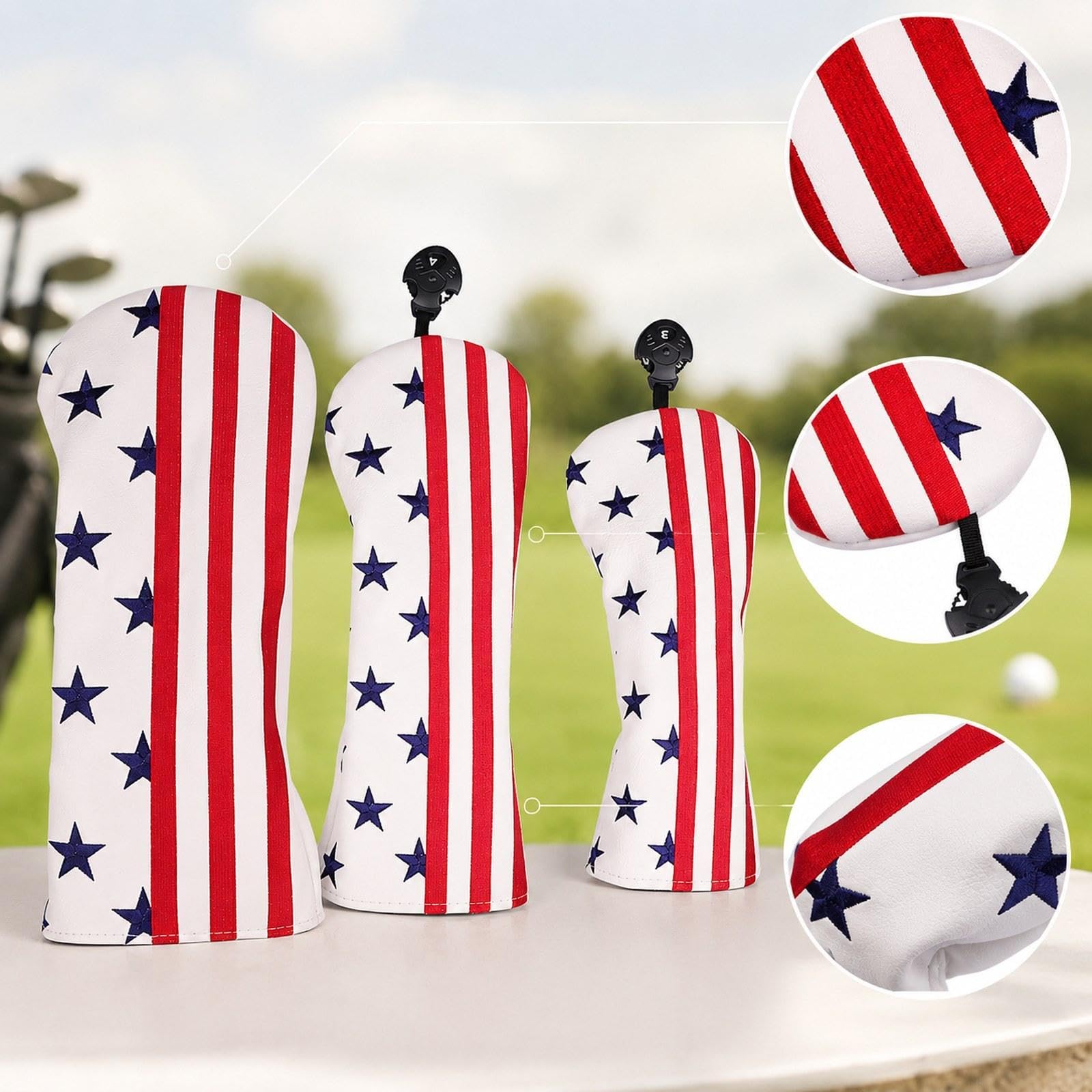 MERIGLARE Juego de 3 Fundas para Palos de Golf: Drivers, Maderas de Híbridos.