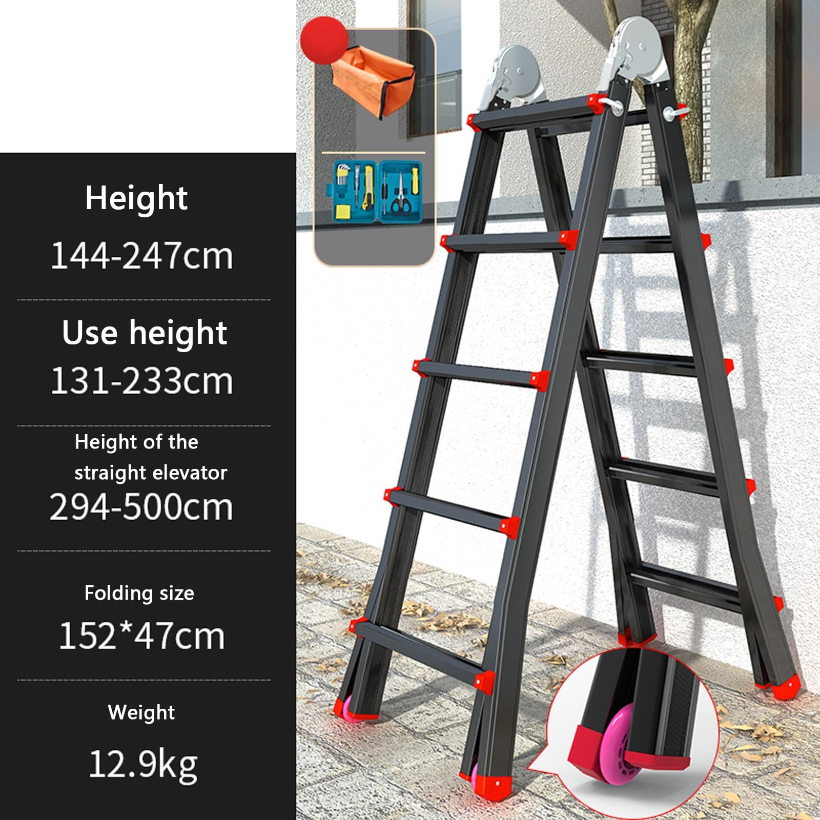 Scalas Pieghevole Portaoggetti, Scale A Sgabello In Alluminio, Scalas A Pioli Pieghevole, Facile Da Aprire E Chiudere, For Lavori Interni Ed Esterni(5-Step)