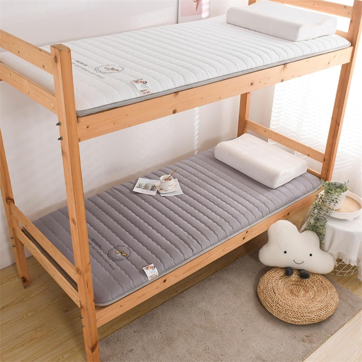QUINTO Gris,90 x 190 cm, Matelas de Sol de futon Japonais Tatami Pliable Tatami Matelas de futon à Haut Soutien Matelas de dortoir Portable Matelas de Couchage pour Enfant Adulte