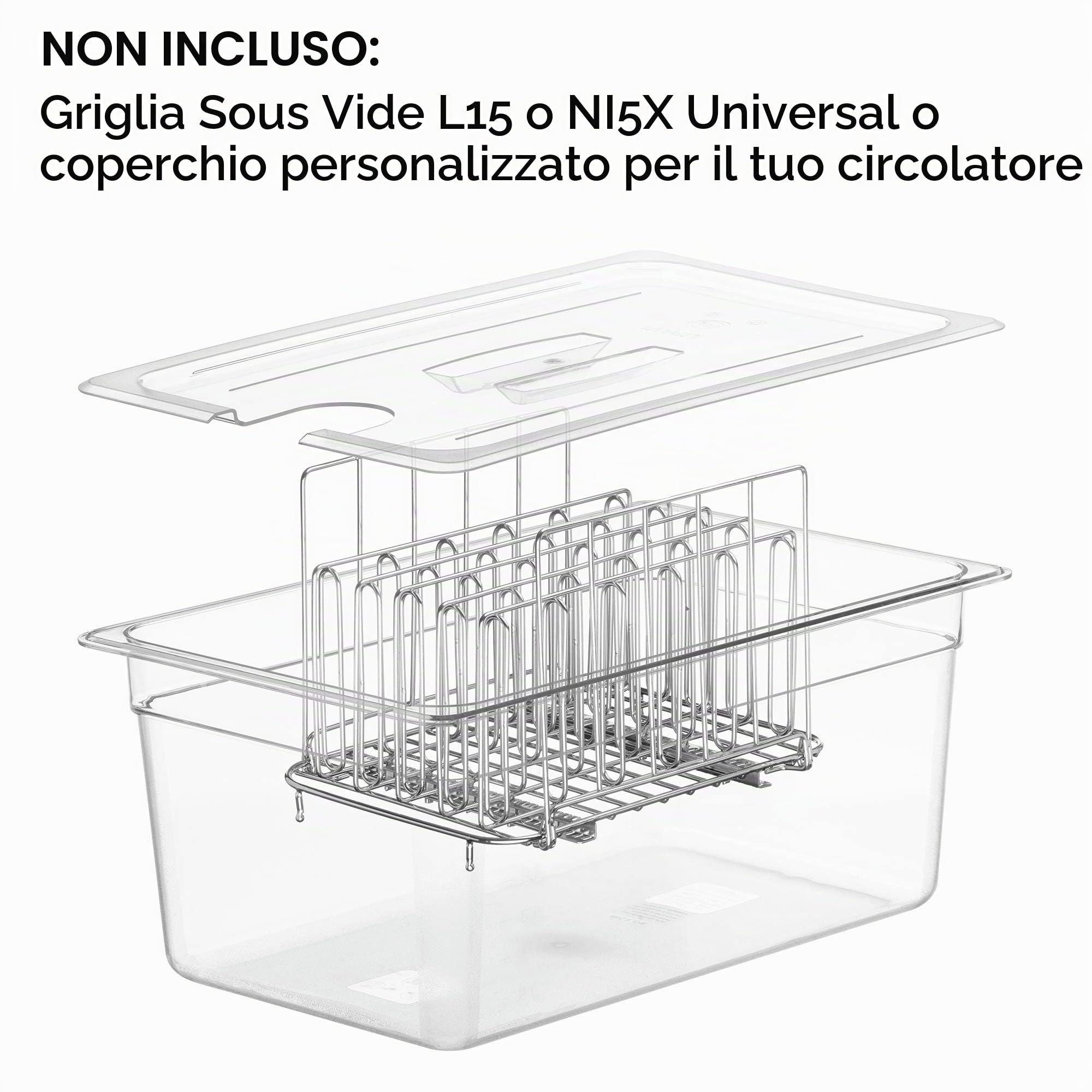 LIPAVI Contenitore Sous Vide Modello C15 – 18 Litri | Policarbonato resistente e trasparente. Si abbina con i coperchi per Anova, Joule e altri. 44,8 X 29,1 Altezza 20 cm.