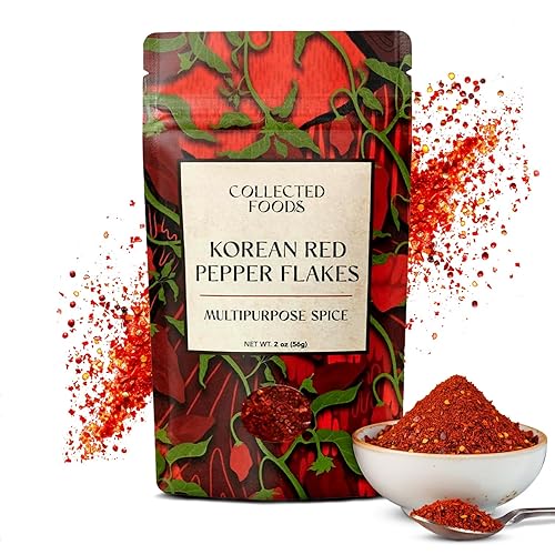Vista 5 de Copos de pimiento rojo Gochugaru prémium – Polvo de chile coreano secado al sol para kimchi, adobos, barbacoa y cocina diaria (2 onzas)