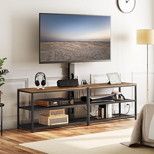 Miniatura 2 de Soporte de TV con soporte y 4 tomas de corriente de 70.9 pulgadas, consola multimedia centro de entretenimiento, soporte giratorio para TV de hasta