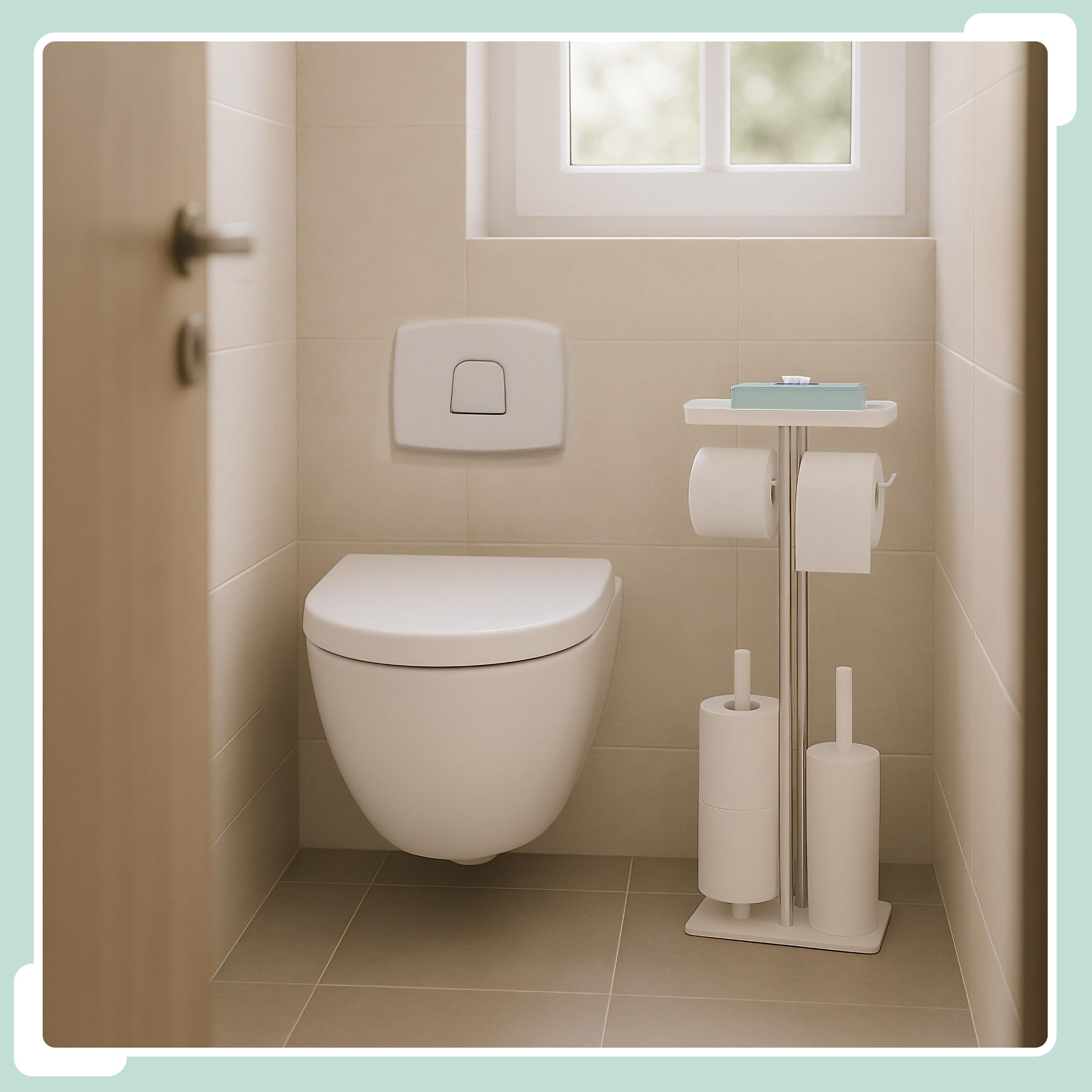 Juego de baño Relaxdays, Acero Inoxidable, con Estante y portarrollos, Independiente, 3 en 1, HBT: 77 x 30 x 15 cm