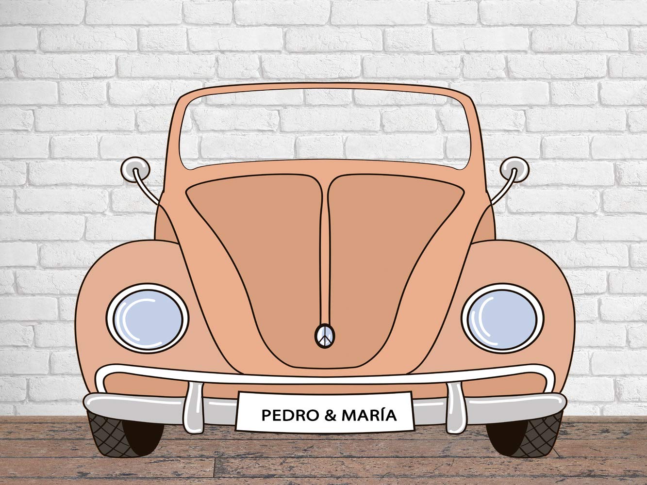 Photocall Personalizado para Bodas en Pegasus Coche Marrón 200x150cm | Photocall Personalizado Coche Marrón Claro | Photocall Personalizado Económico y Original | Photocall Troquelado