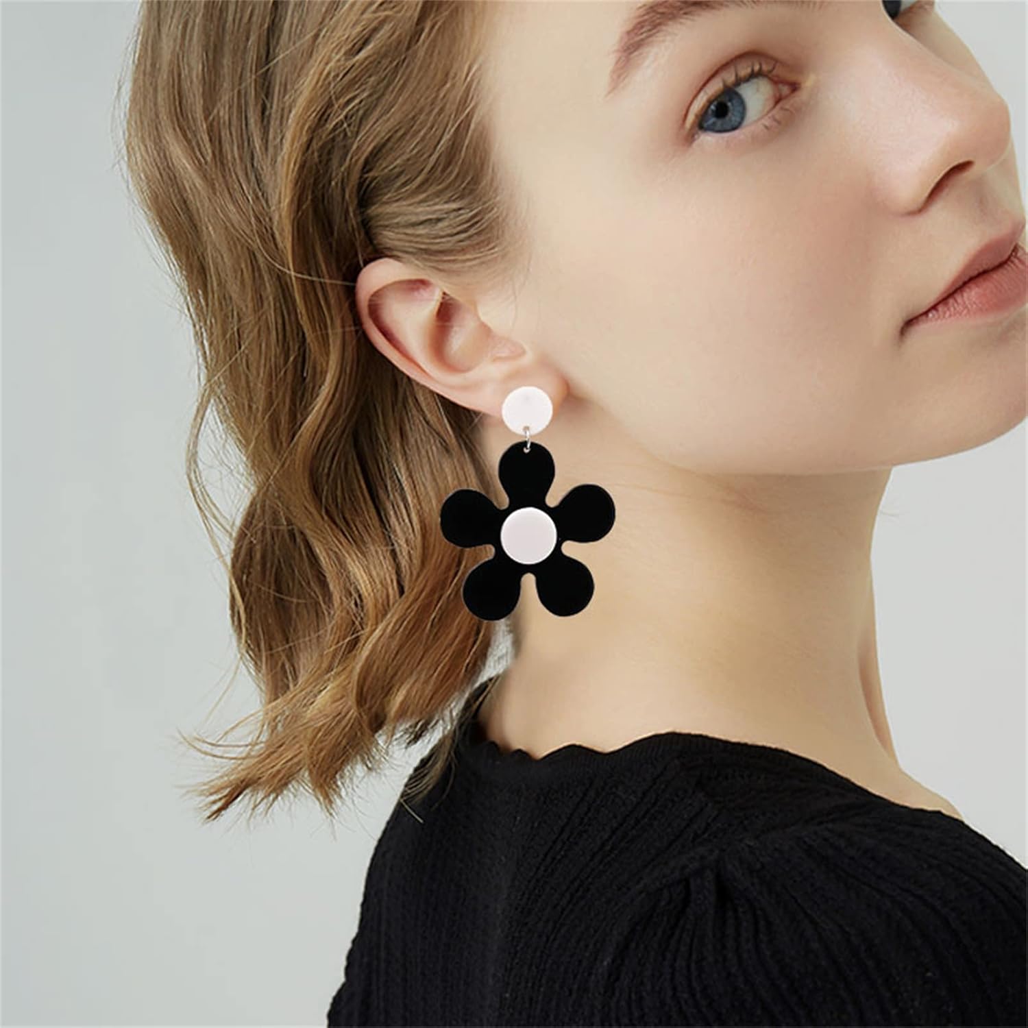 ONLYJUMP Vintage 60s 70s Flower Earrings - Colorful Floral Big Acrylic Daisy Dangle for Women - Lily Petals Hawaii Plant Statement Fashion Jewelry - Image 2