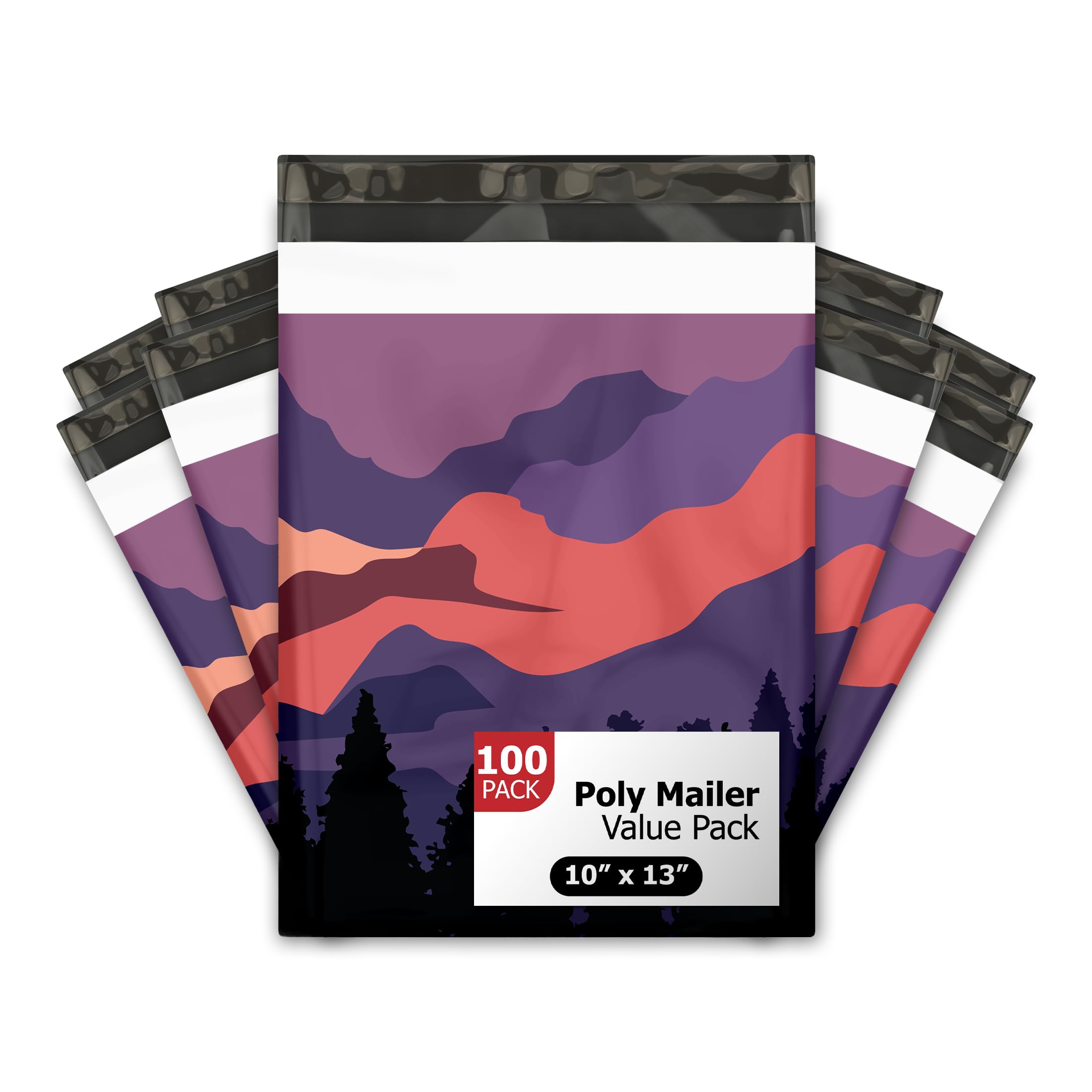 10 x 13 (100) sobres de polietileno de diseño de puesta de sol de montaña sobres impresos de alta calidad