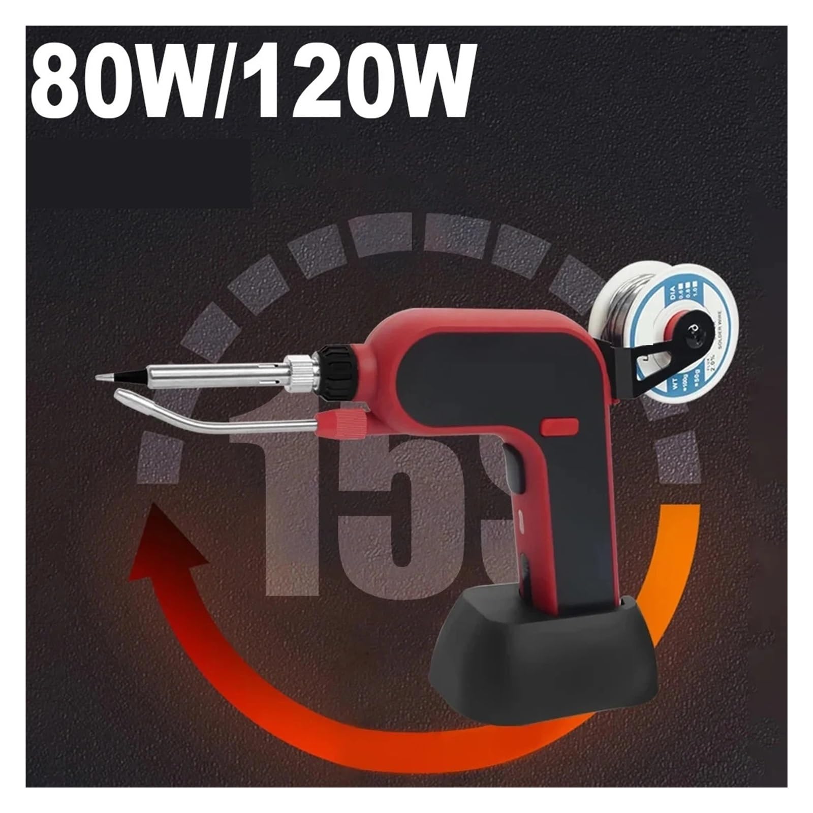 80W/120W Elektryczna Lutownica Pistolet Ręczny Wewnętrzny Ogrzewanie Lutownica Automatycznie Wysyłaj Cynę Pistolet Lutowanie Spawanie Narzędzie Precyzyjne Podgrzewanie(120W,SET 2)