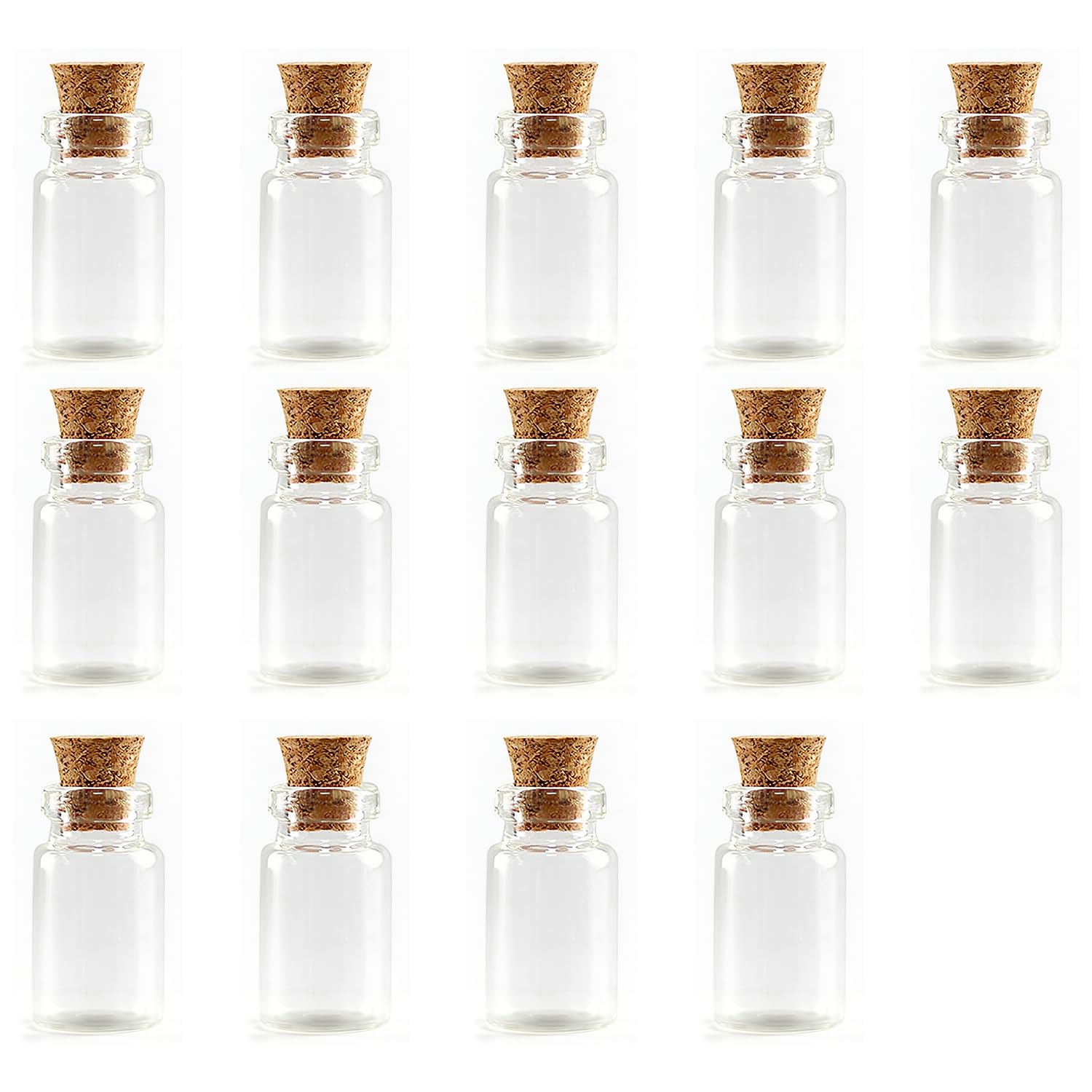 Hopzab Mini Clear Glass Bottles with Cork Stoppers Small Empty Glass Jars Little Spell Bottles Wishing Jars Miniature Potion Bottle for DIY Craft Message Decoration Storage(14 Pcs)