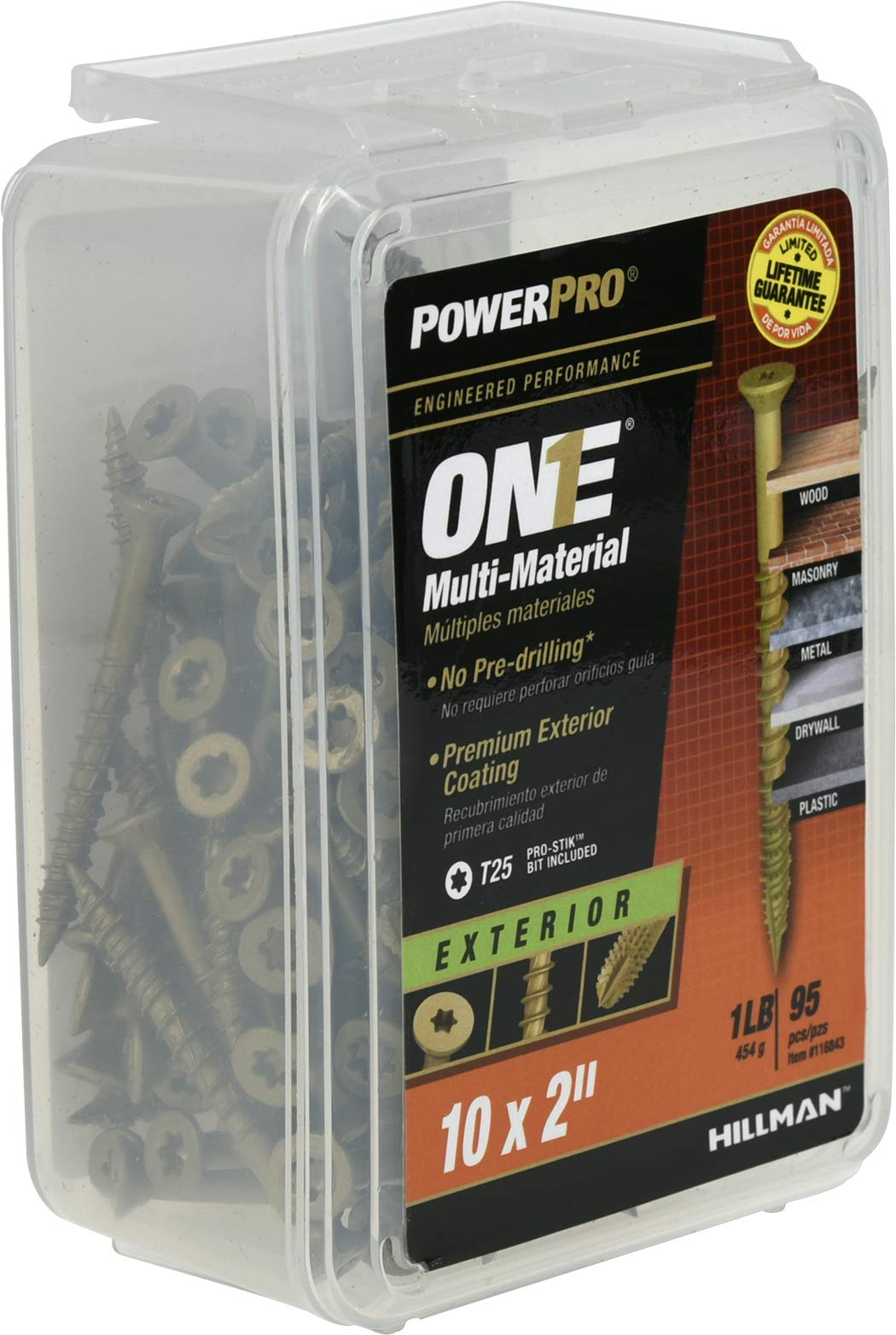 Power Pro One Screws, Flat Head, Bronze Epoxy Coated, #10 x 2-In., 95-Pk. -116843