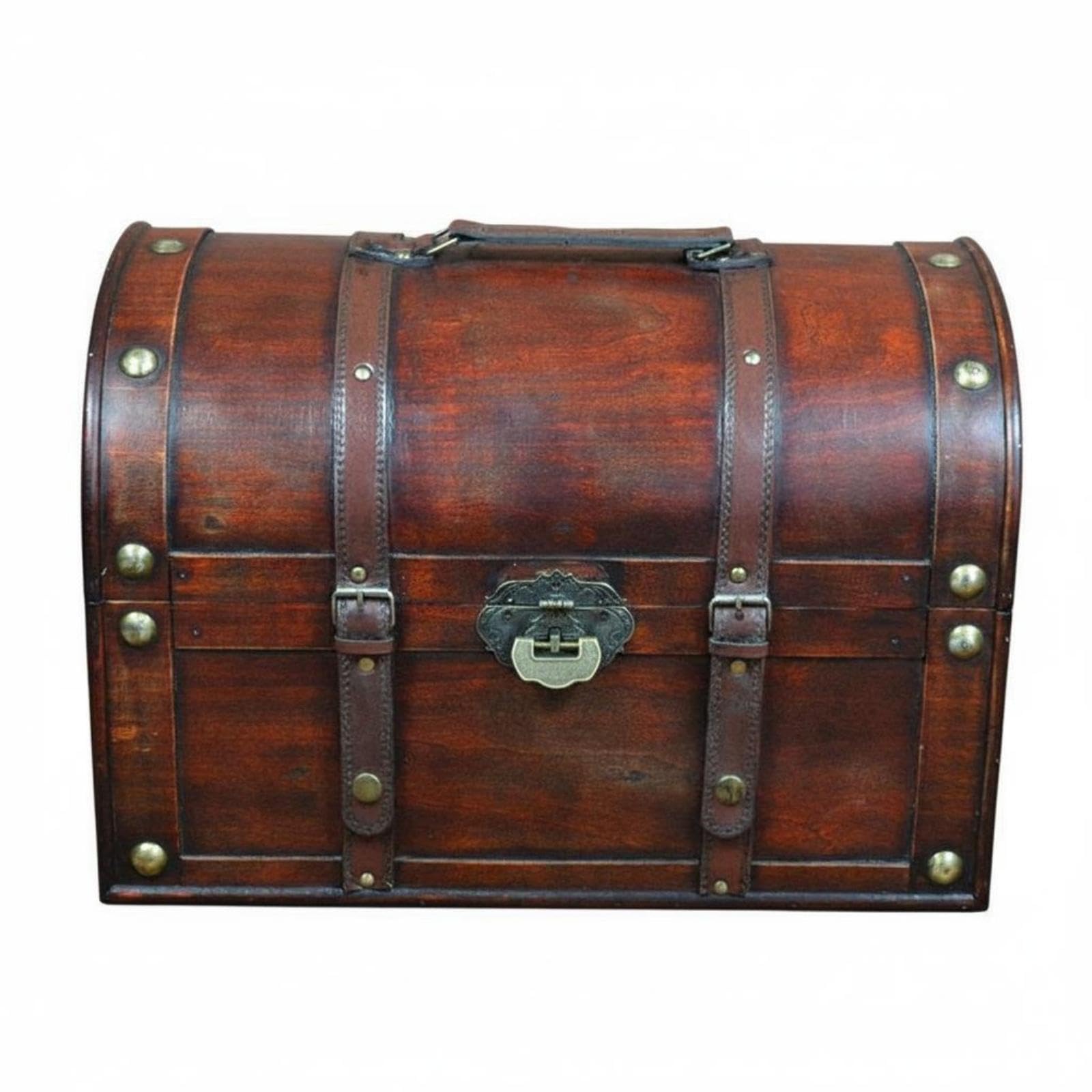Faux Rosewood Storage Chest Curved Old-World Trunk Storage Box-Grain Texture Wooden Trunk 35-24-23cm Modified Lock Red-image-37