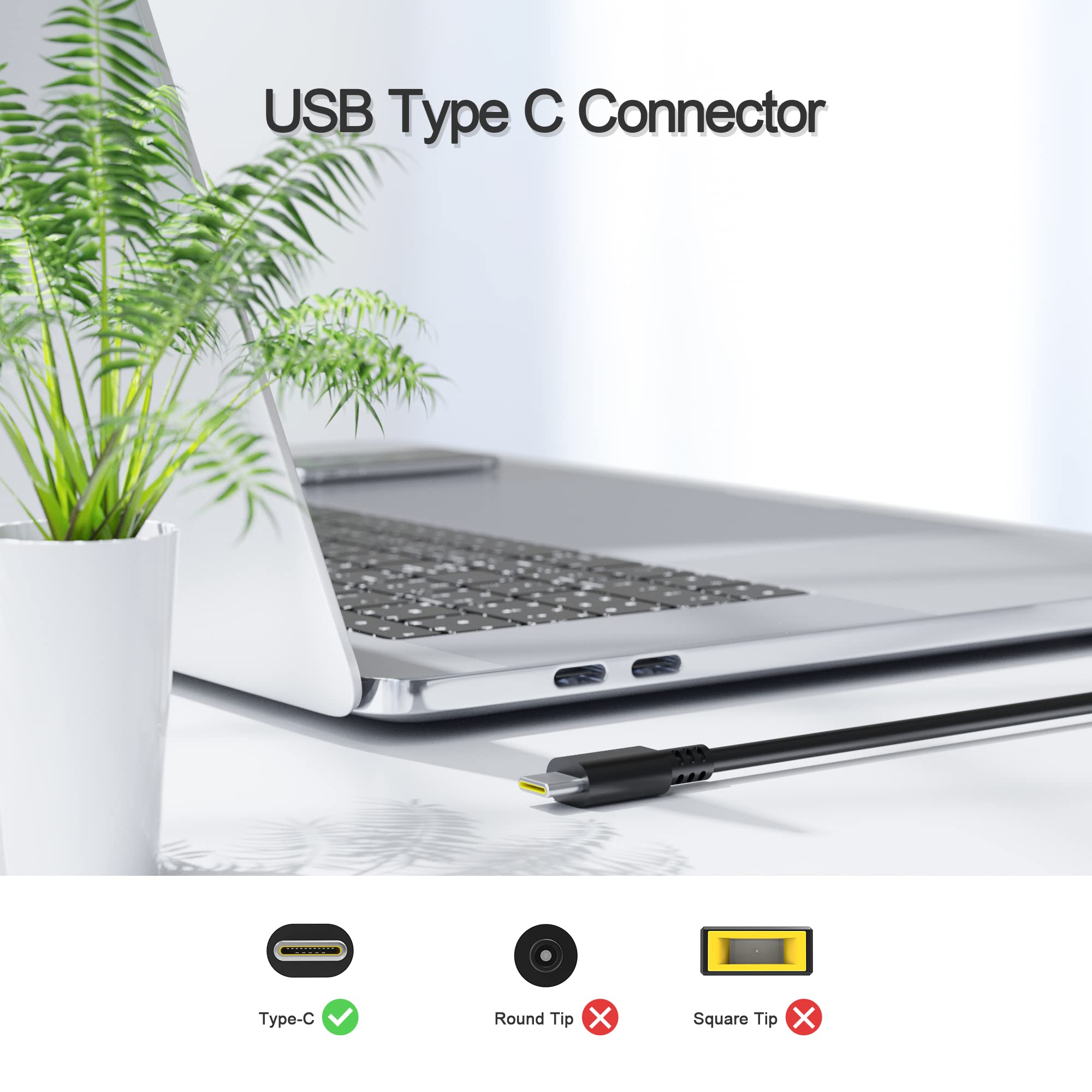 65W USB C Charger Fit for Dell Latitude 5420 5520 5320 7210 5310 5410 5510 9410 9510 2-in-1 Type C Watt Laptop AC Adapter Power Supply Cord