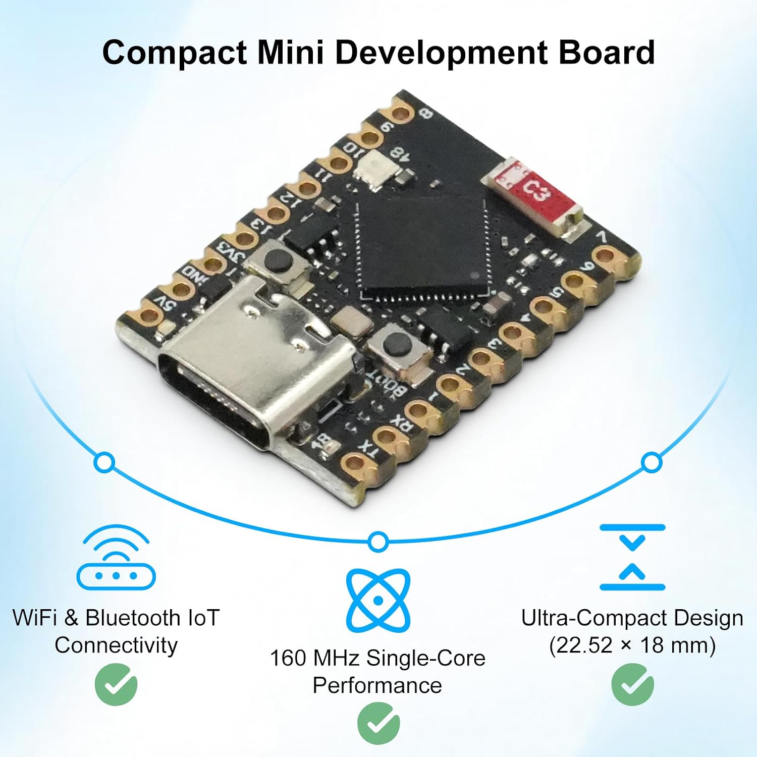 for ESP32-S3 Mini Development Board, Compact WiFi & Bluetooth IoT Module, 160MHz 32-Bit Processor, 2.4GHz Wireless, Low Power, Multiple GPIO Interfaces, Compatible with Arduino IDE (3 Pack) image 4