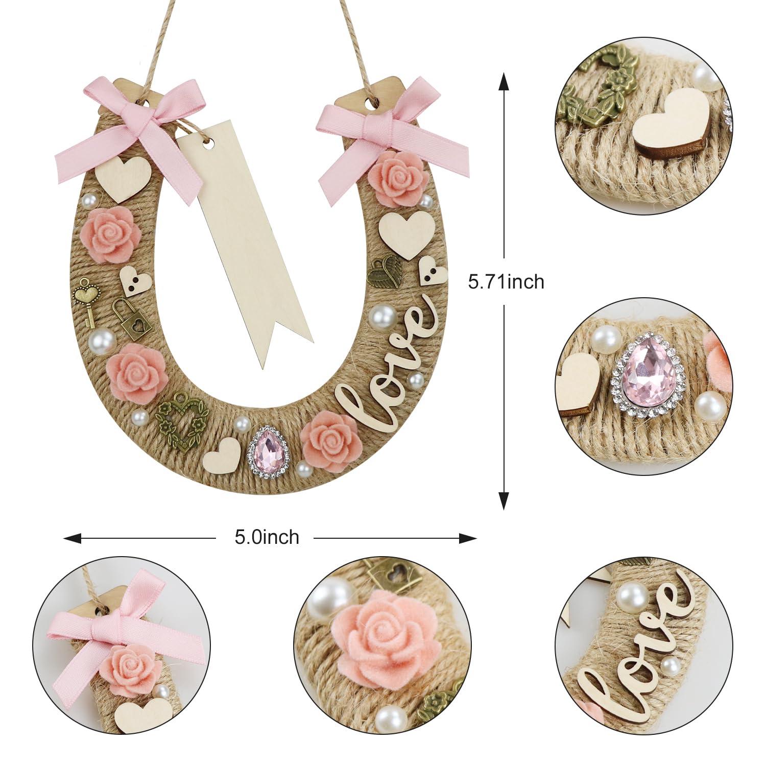 Creative Deco 10x Abbellimenti Forme Ferro di Cavallo Portafortuna in Compensato | 16.5x14.5cm