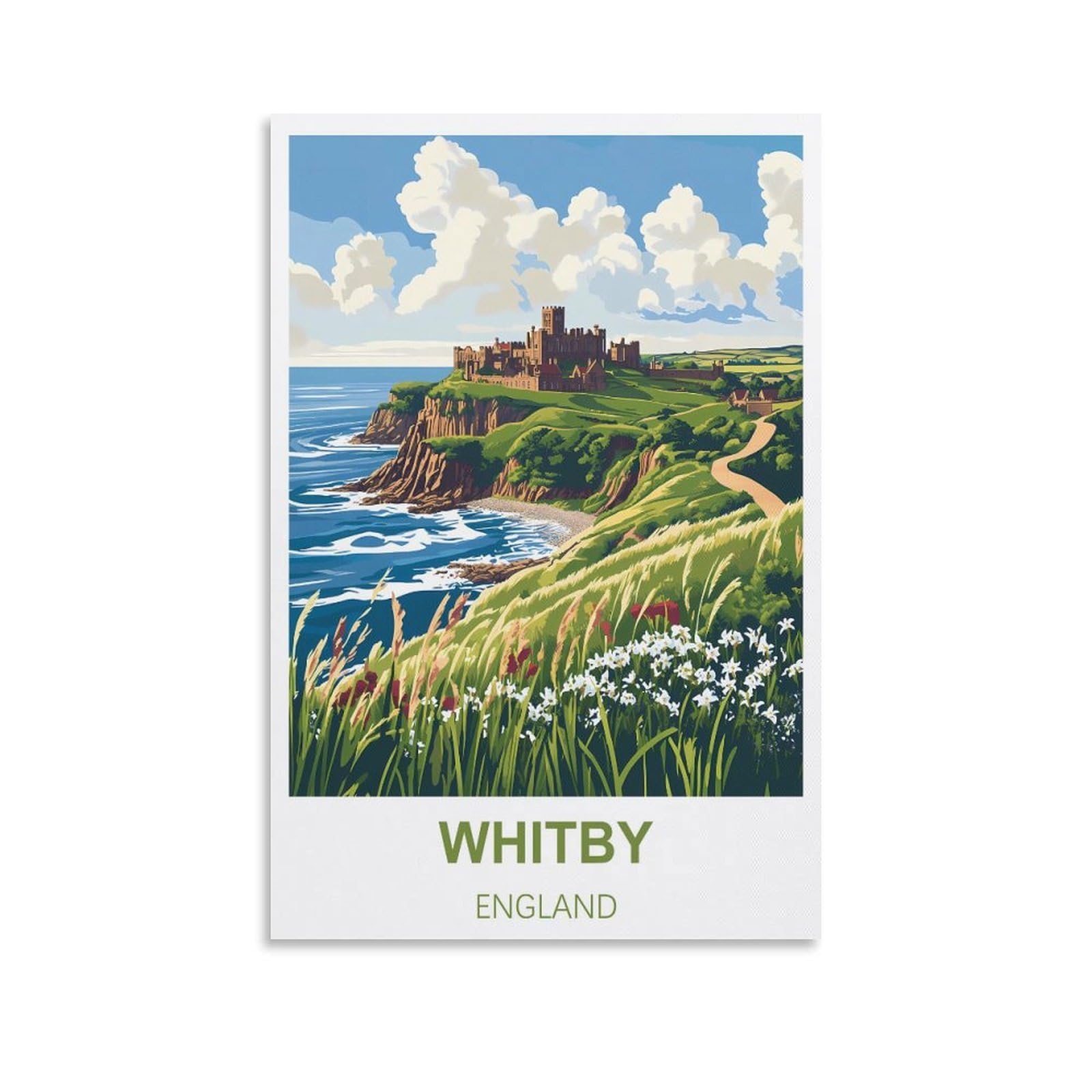 Hsayyiii Unframe-Style Whitby England Vintage Travel Poster 24X36inch(60X90cm) Canvas Art Poster And Wall Art Picture Print Bedroom Decor