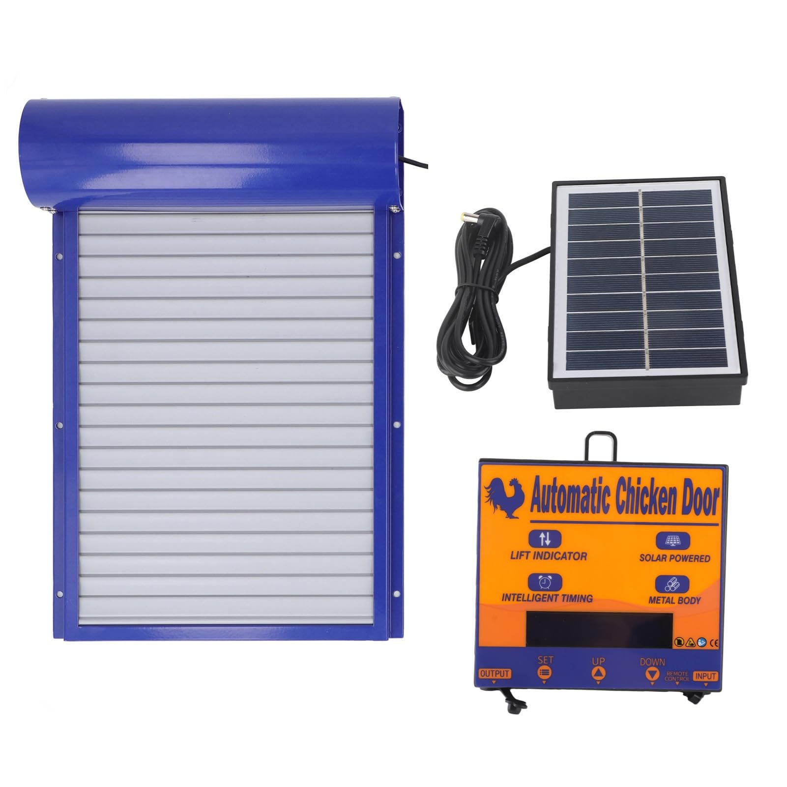 Generic Puerta Automática para Gallinero Alimentada por Energía Solar con Control de Temporizador Programable para Patos y Pollos, Hierro, Metal y Plástico Duraderos, 14,6x9,7 Pulgadas