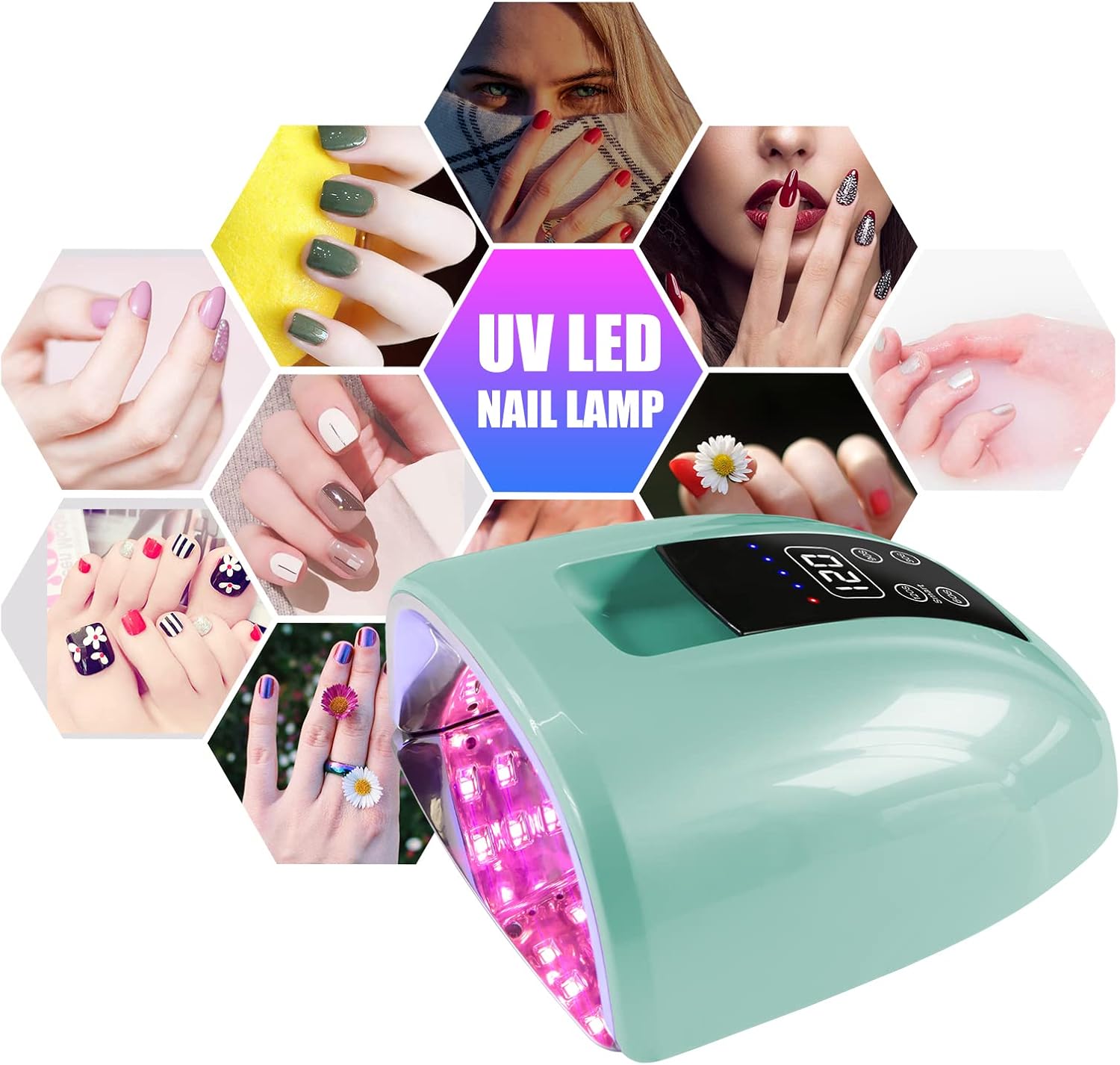 Cordless UV LED Nail Lamp, 90W Gel Nail Lamp Rechargeable Professional Nail Dryer UV Lights for Nails with Auto-Sensor 4 Timer (Lake Placid Blue)