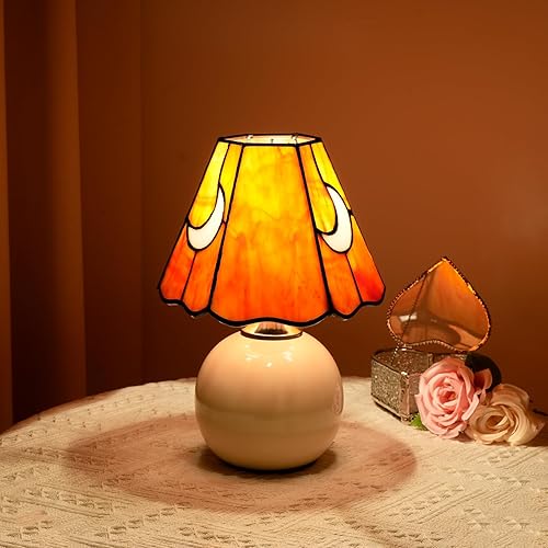 Miniatura 33 de Lámpara de hongo, lámpara de vitral, lámparas Tiffany de luna, pequeñas lámparas de mesita de noche para sala de estar, decoración del hogar, niñas