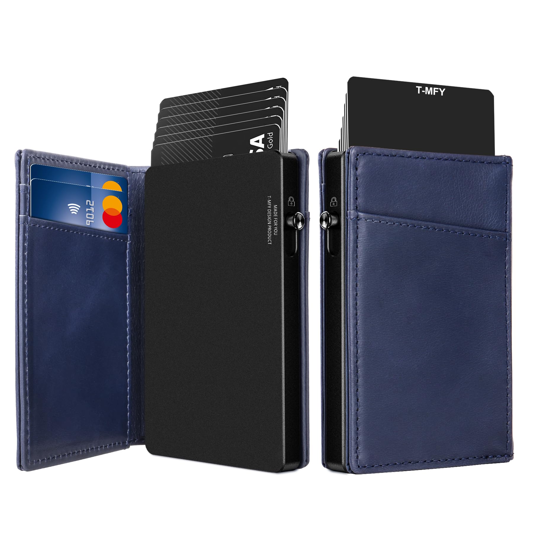 T-MFYDetachable Men's Wallet,2-in-1 Leather Wallets and Metal Magsafe Credit Card Holder for Men,Slim Minimalist Pop Up Wallet with RFID Blocking