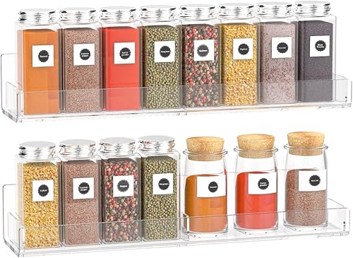 Sezanrpt Soporte de pared acrílico para especias, estantes colgantes para condimentos, tarros de especias de cocina, organizador de pared, soporte