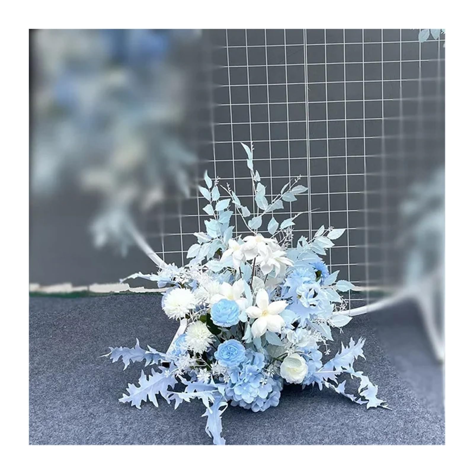 Flower Arch Wedding Flower Simulation Artificia Silk Flowers Arch Round Art Window Decoration Props T Stage Leaf Hanging(Color8 S)