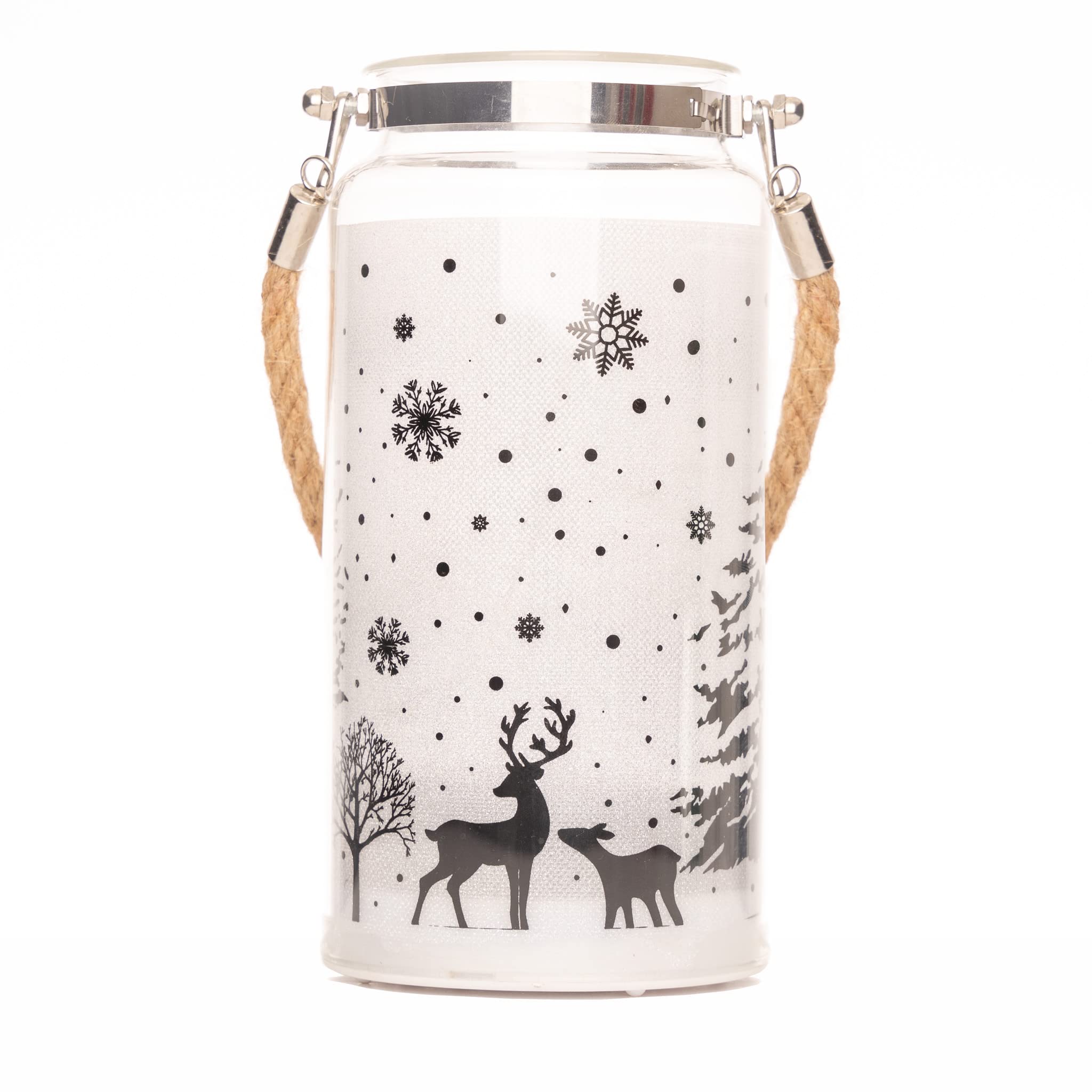 Shatchi 23Cm Christmas Decorated Jar Table Winter Woodland Scene Lantern from B&Q