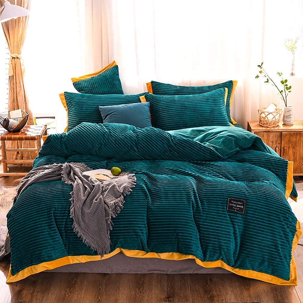 Amazon｜寝具セットダブルサイズブルー、ウィンター羽毛布団カバー