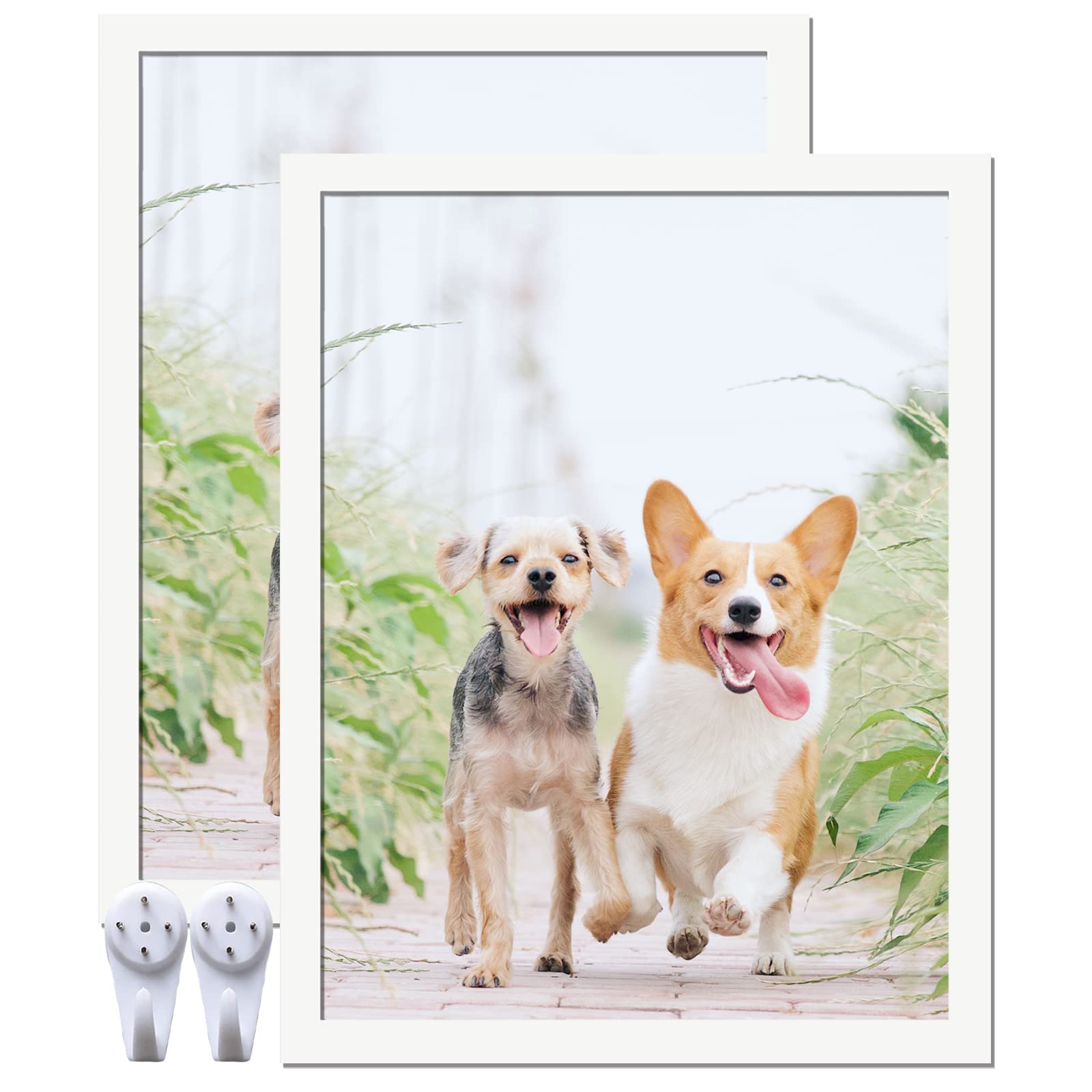 White 17x22 Picture Frame Set of 2, High Transparent Picture Frames for 17 x 22 Photo Canvas Collage Poster Certificate Wall Gallery Horizontal Vertical 17 By 22