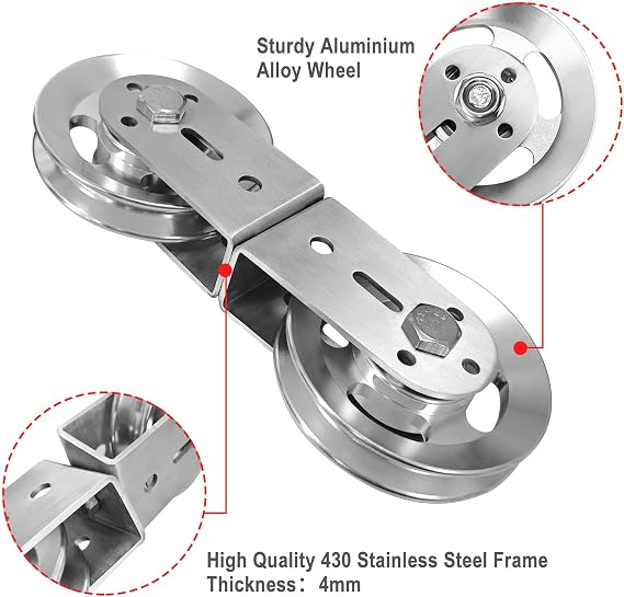 Swivel Dual Pulleys 360 Rotation Roller Double Pulley Wheel for DIY Home Gym Cable Machines Silent Bearing Swivel Groove Wheel Pull Down Attachment Weight Lifting