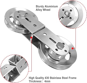 Swivel Dual Pulleys 360 Rotation Roller Double Pulley Wheel for DIY Home Gym Cable Machines Silent Bearing Swivel Groove Wheel Pull Down Attachment Weight Lifting