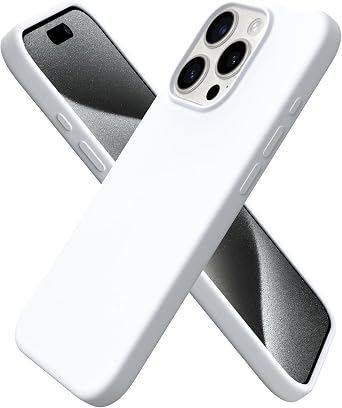 ORNARTO Compatible with iPhone 15 Pro Case 6.1", Liquid Silicone 3 Layers Full Covered Soft Gel Rubber Cover, Shockproof Protective Slim Phone Case with Anti-Scratch Microfiber Lining-White