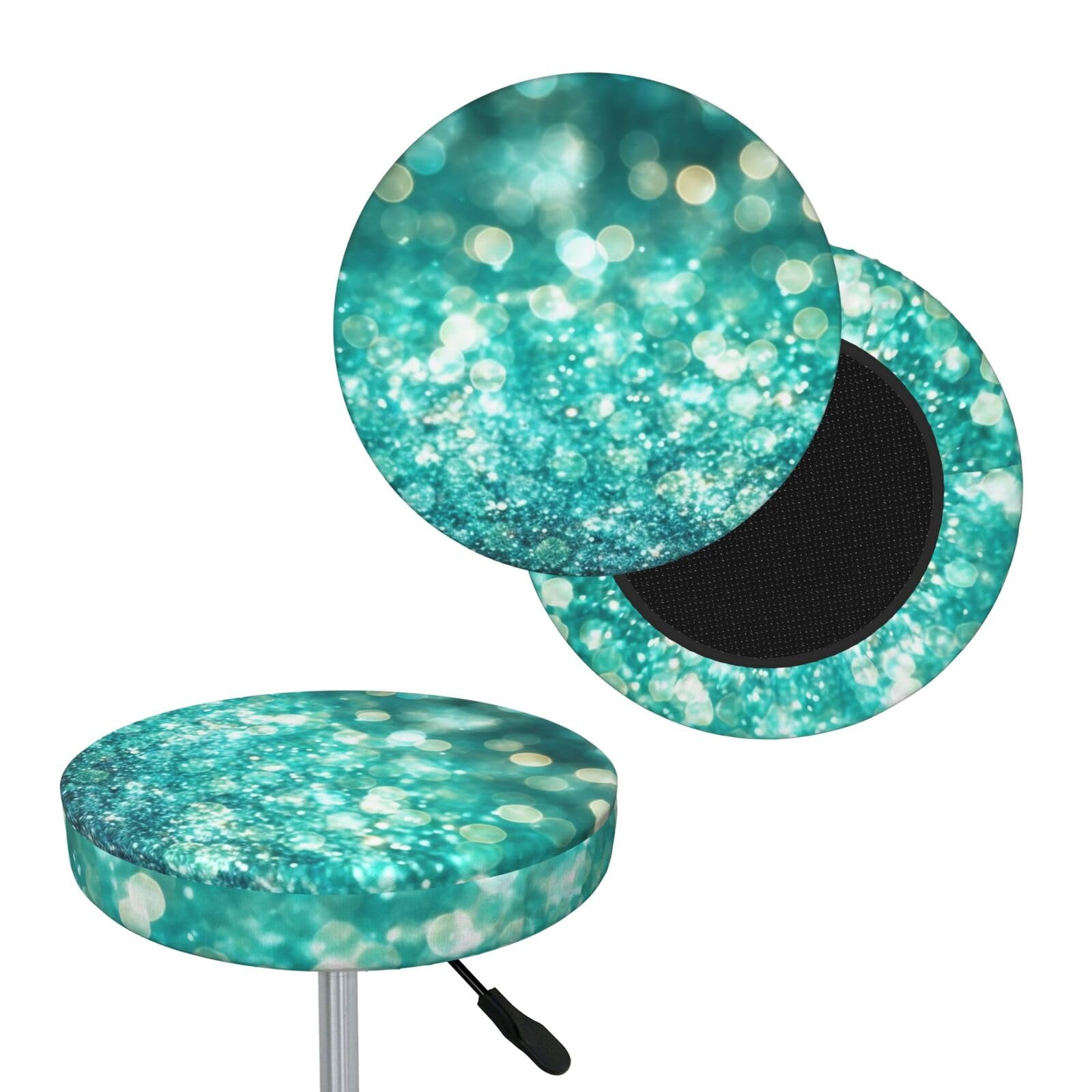 NONHAI Sparkling Bar Stool Cover Round Elastic Stool Cushion Covers Dustproof Bar Chair Cover Washable Stool Cushion Slipcover Stretch Stool Seat Covers for 12-14 Inch Chair