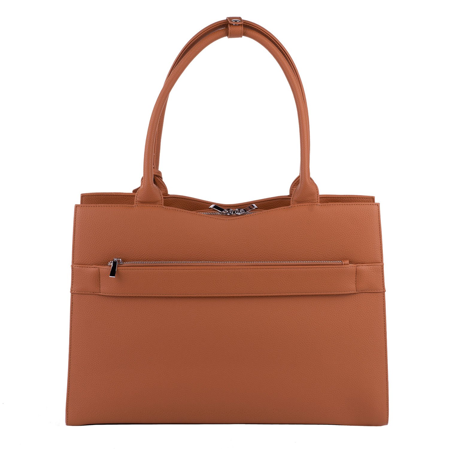 Socha Laptoptasche Damen/Businesstasche Frauen/Aktentasche mit Tragegurt - Elegant - Extra leichte Synthetik - Straight Line Cognac - 15.6 Zoll Braun