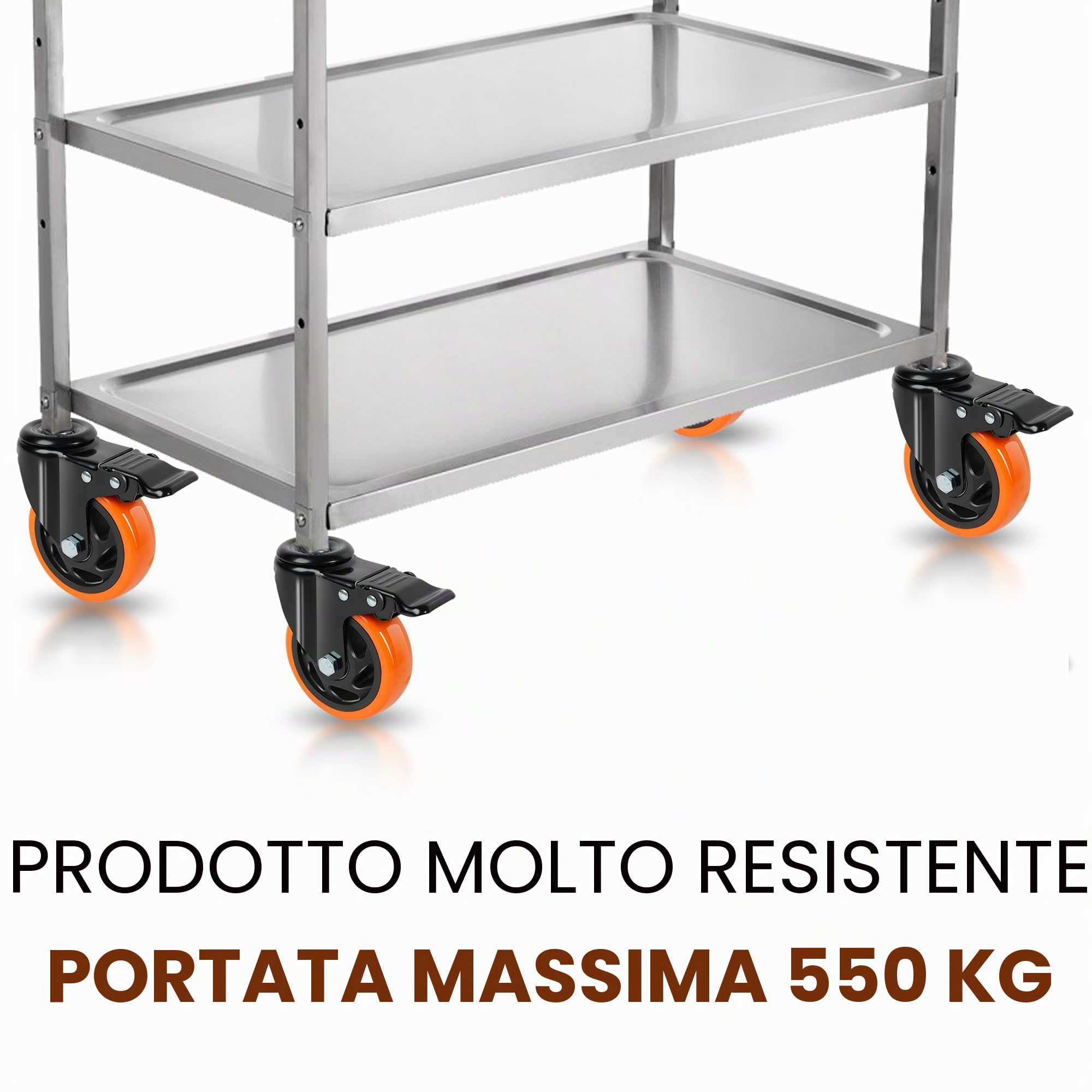 Ruote per Carrello 10mm×25mm(3/8"-16UNC) con Perno Filettato ¢100mm Ruote per Mobili Ruote per Carichi Pesanti Carico 550kg Arancione
