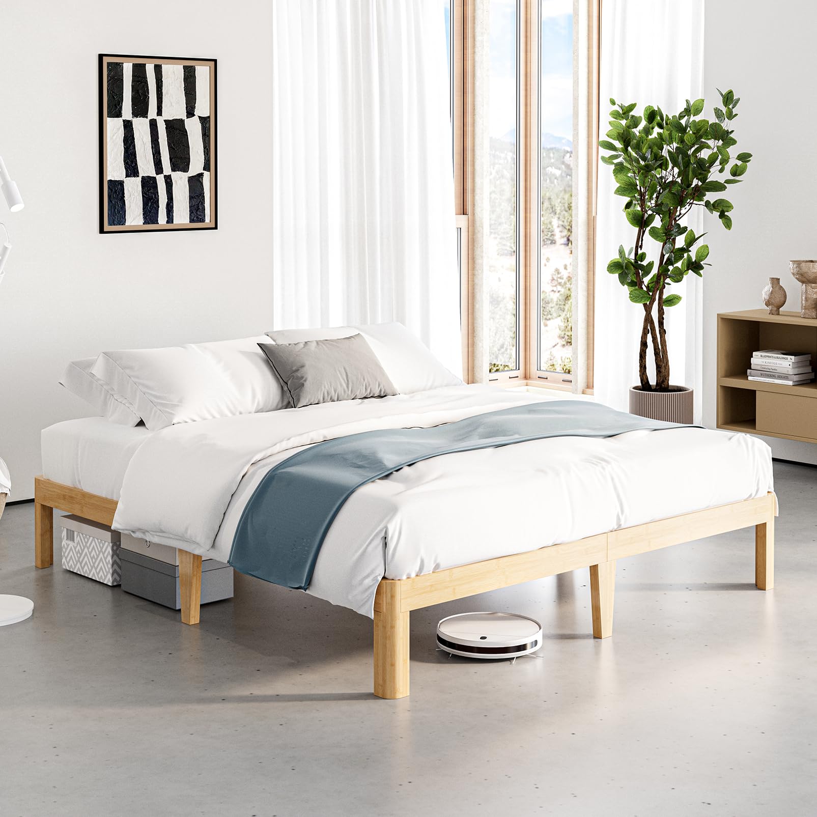 Amazon.com: Sementa 12 Inch High Bamboo Wood King Size Bed Frame