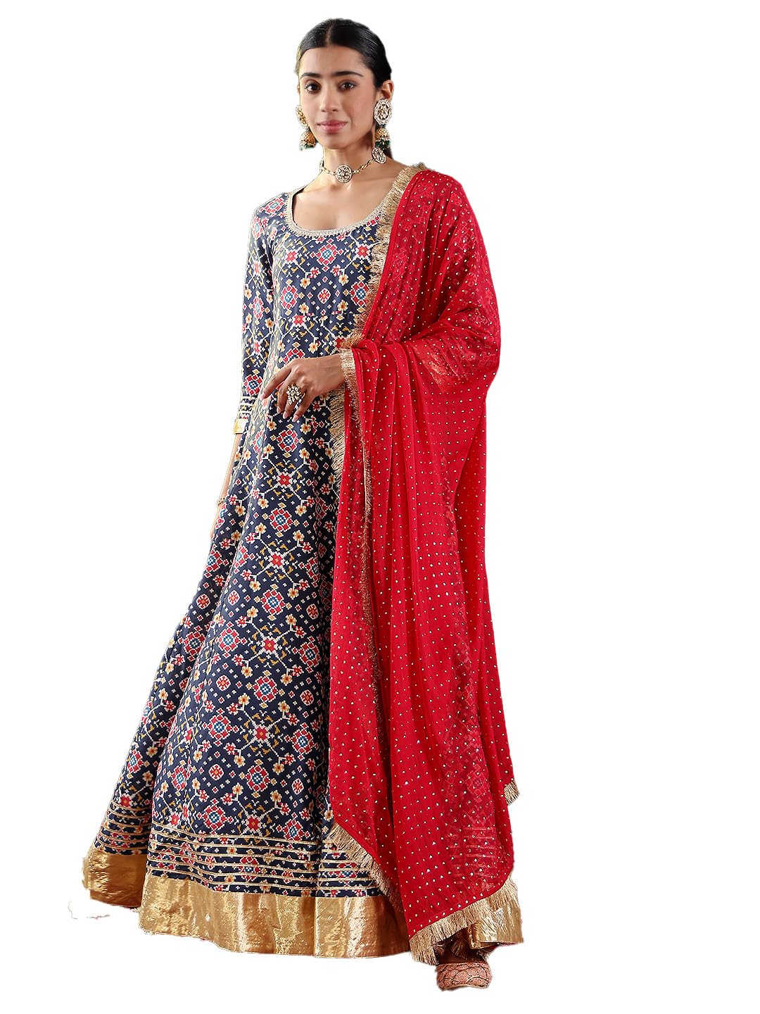 Varanga Women Anarkali Kurta With Tonal Dupatta  Elegant, Flowing, And Perfect For Festive Or Special Occasions With A Classic Traditional Look