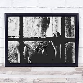 Trapped Window Person Emotion Texture Feeling Woman Wall Art Print